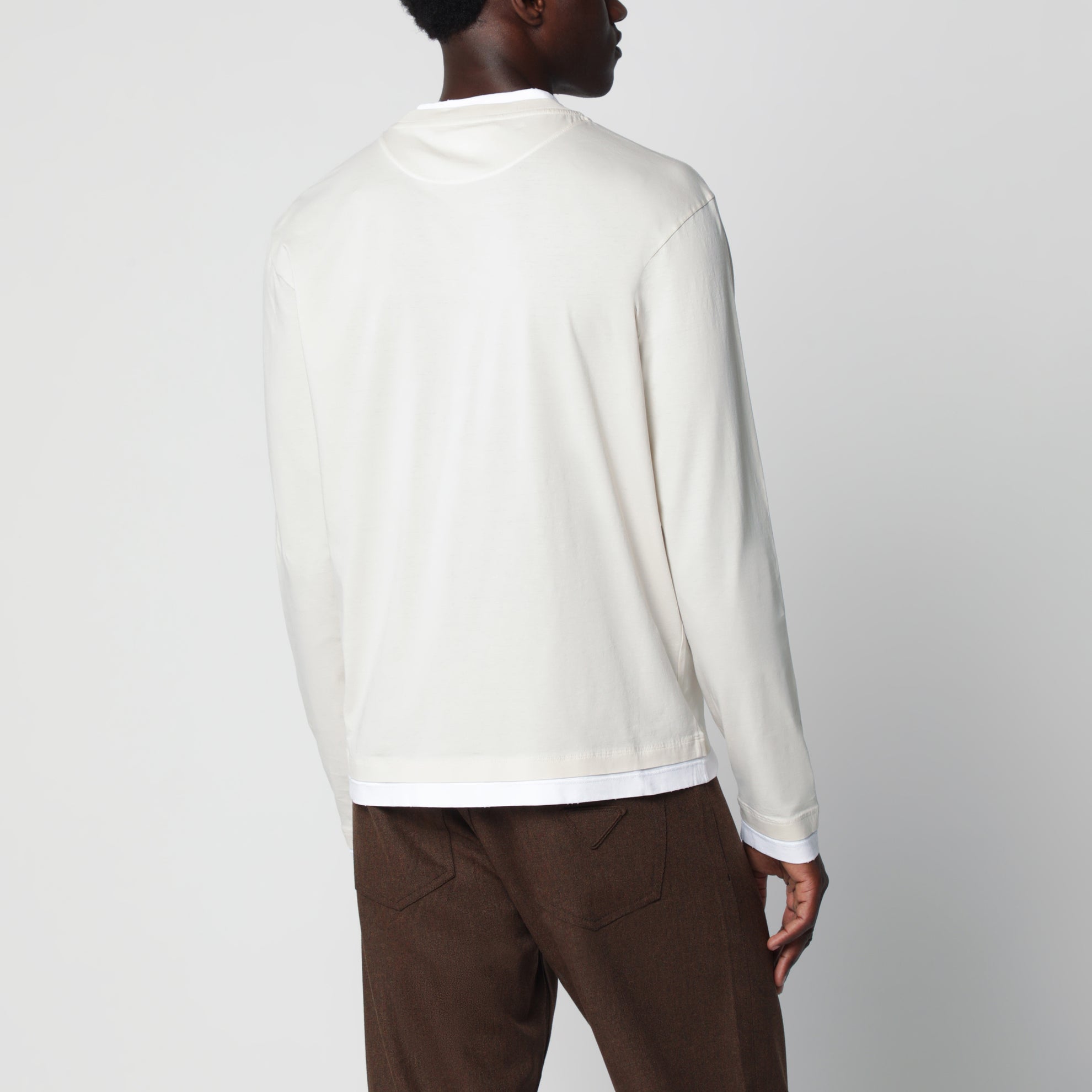 Talc white long-sleeve cotton top
