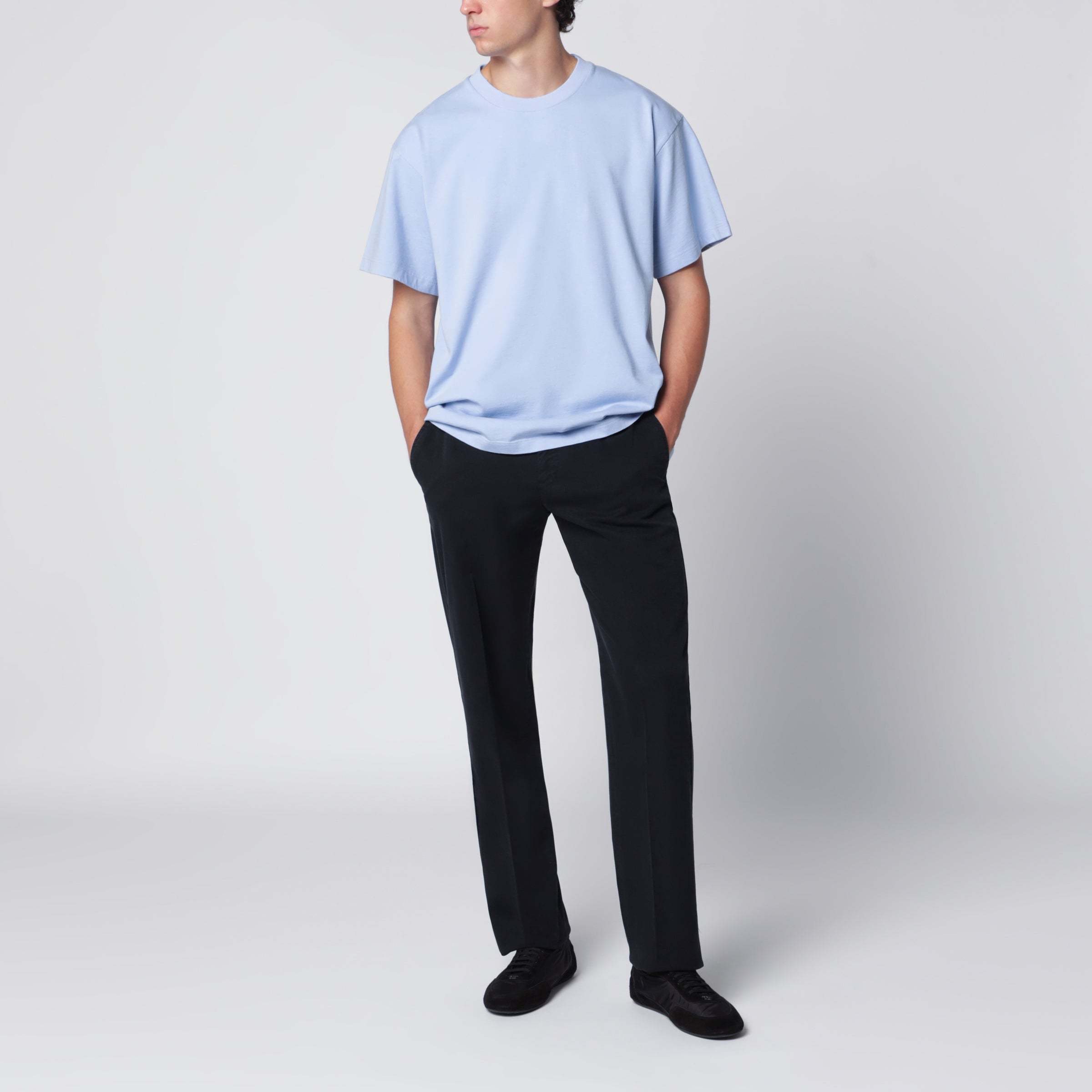 PRADA Tシャツ　サックスブルーM Prada Sky Blue Cotton T-Shirt | TheDoubleF