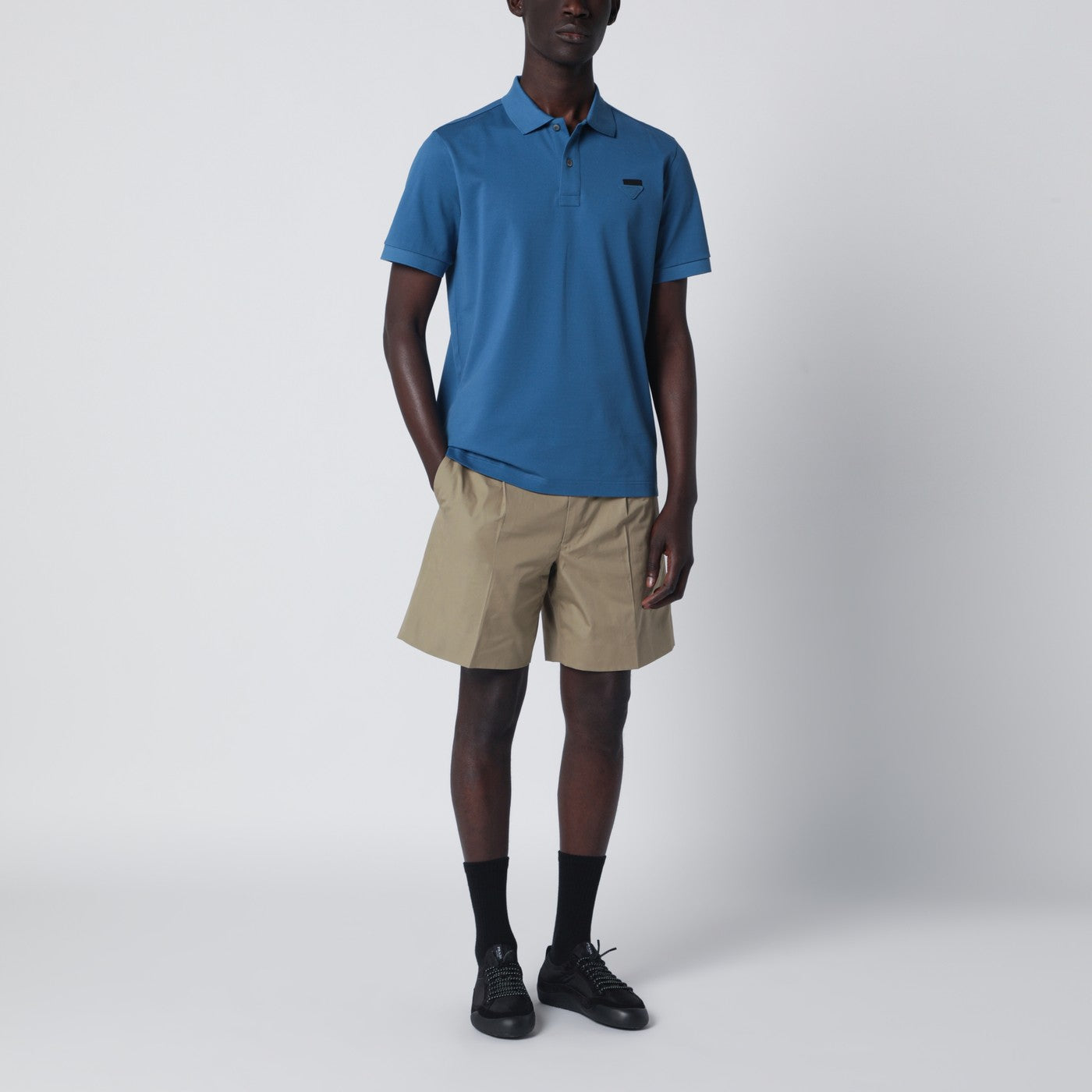 Polo bleu clair en piqué de coton