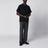 T-shirt girocollo boxy in cotone nero