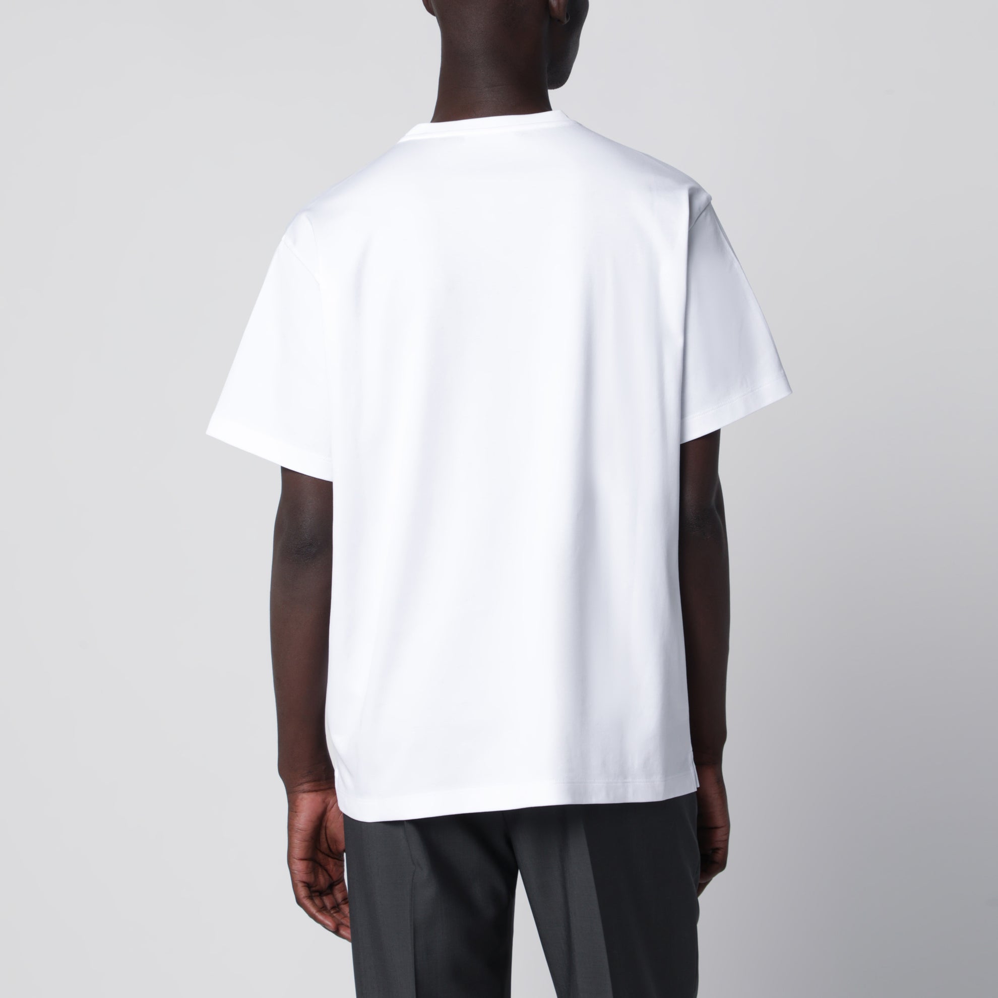 T-shirt boxy à col rond en coton blanc
