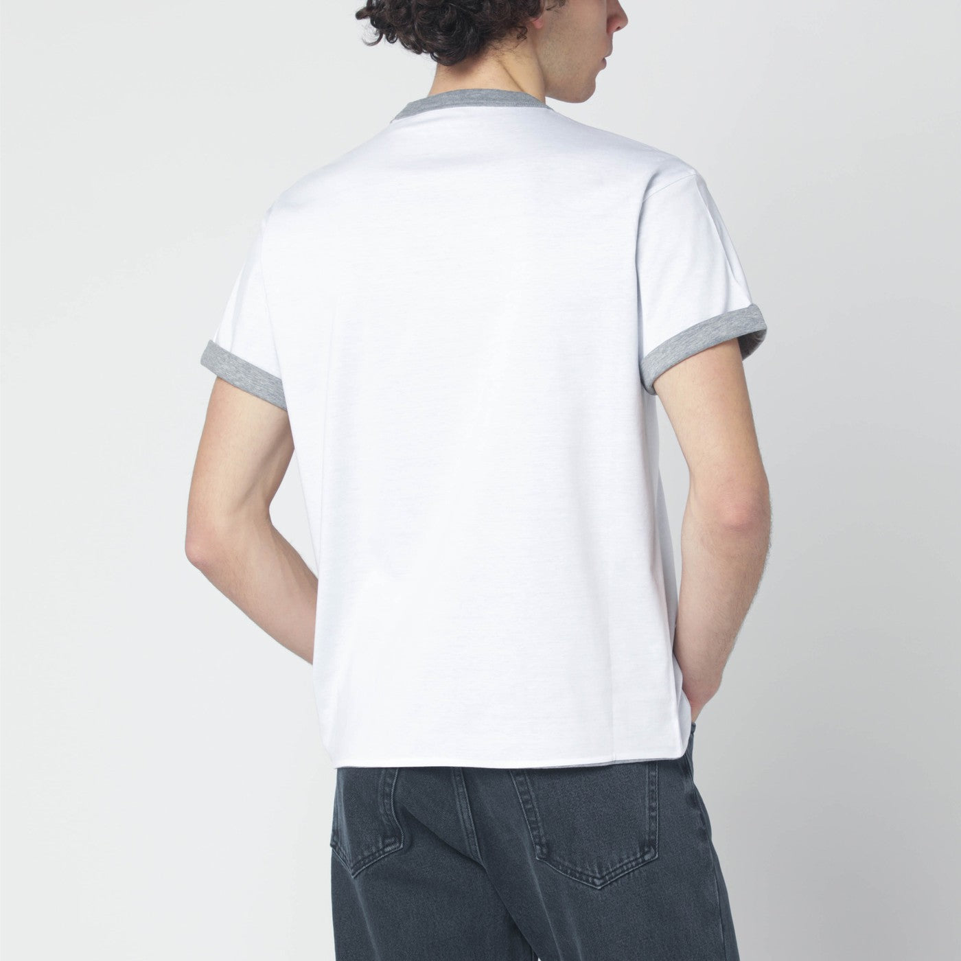 Reversible white/grey cotton T-shirt