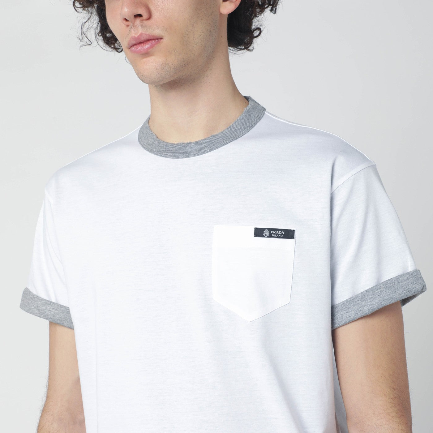 Reversible white/grey cotton T-shirt