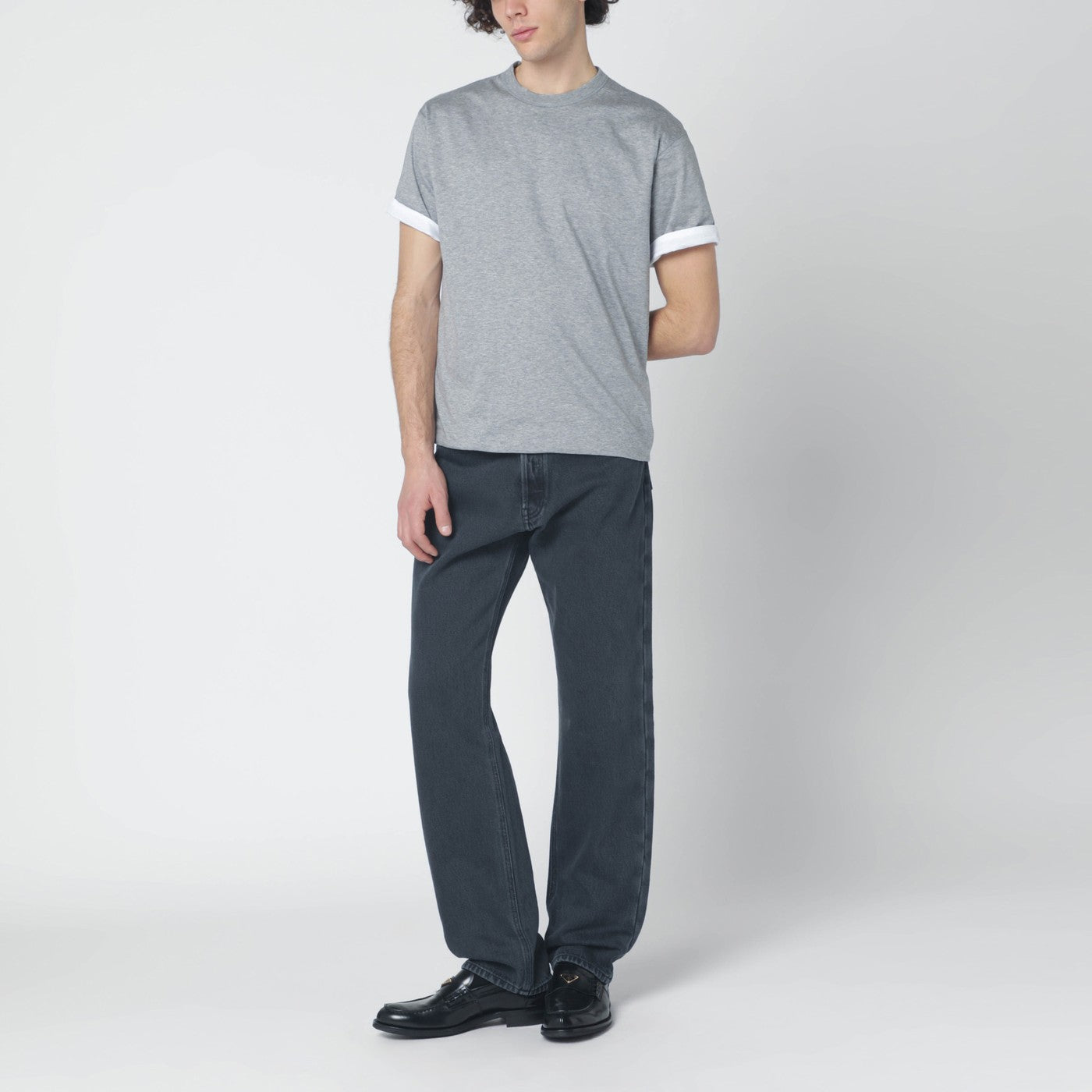 Reversible white/grey cotton T-shirt