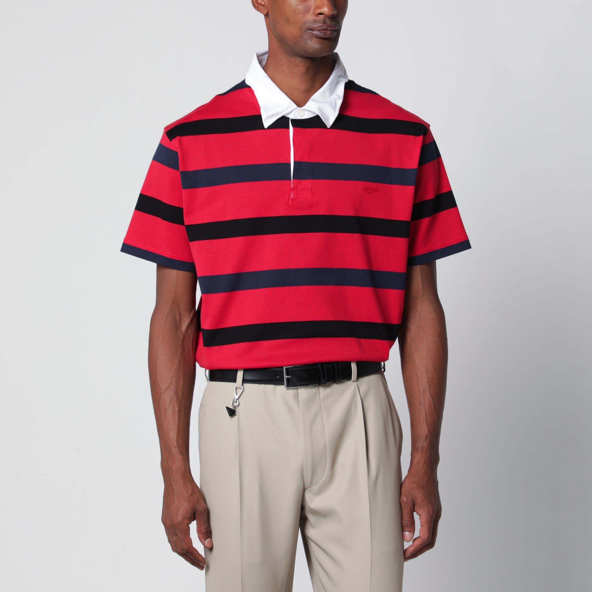 Polo a maniche corte a righe rosso / blu