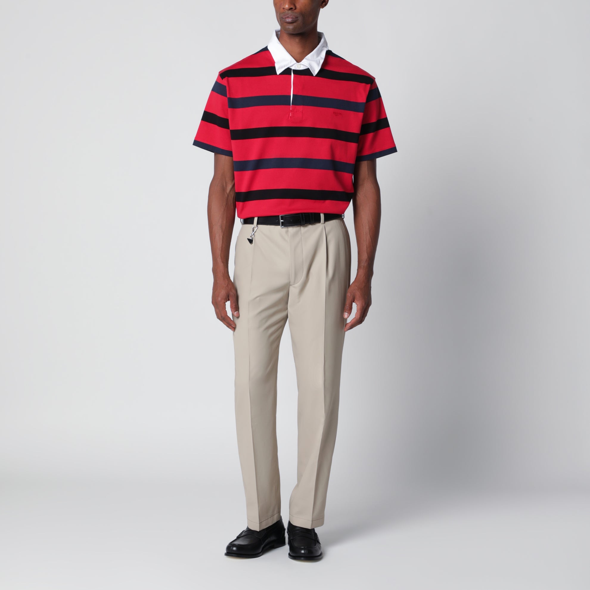 Polo a maniche corte a righe rosso / blu