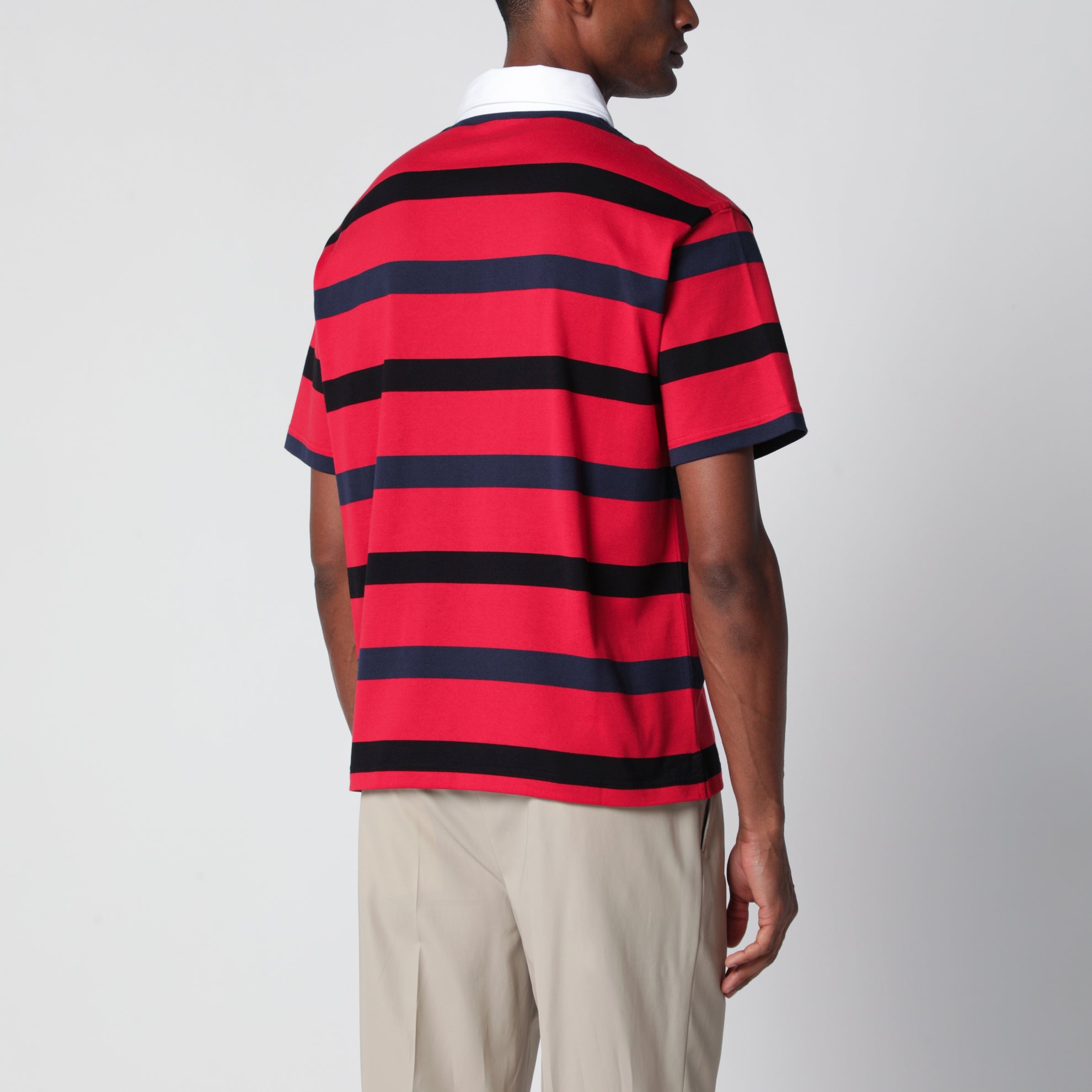 Polo a maniche corte a righe rosso / blu