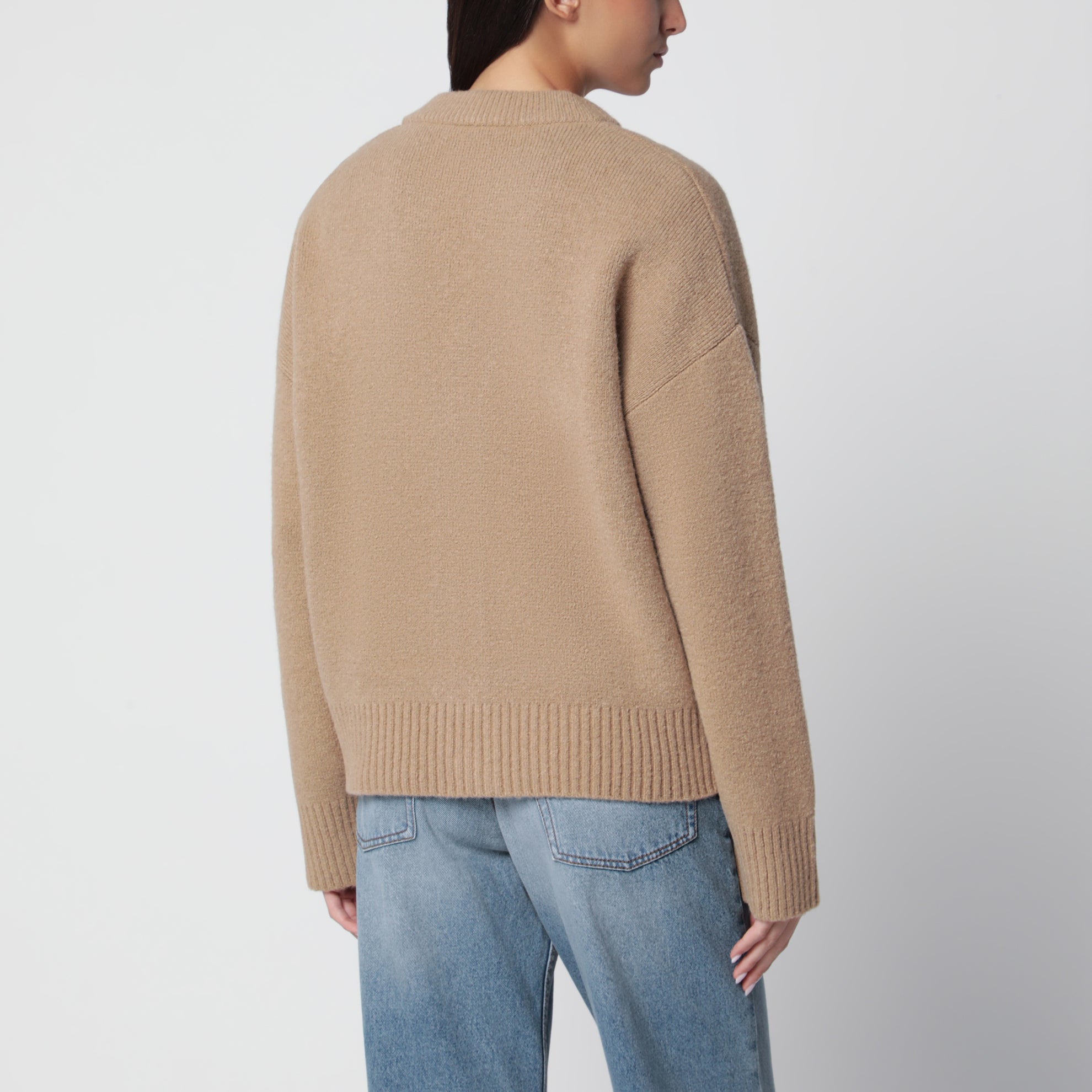 Cardigan Ami de Coeur beige in misto alpaca