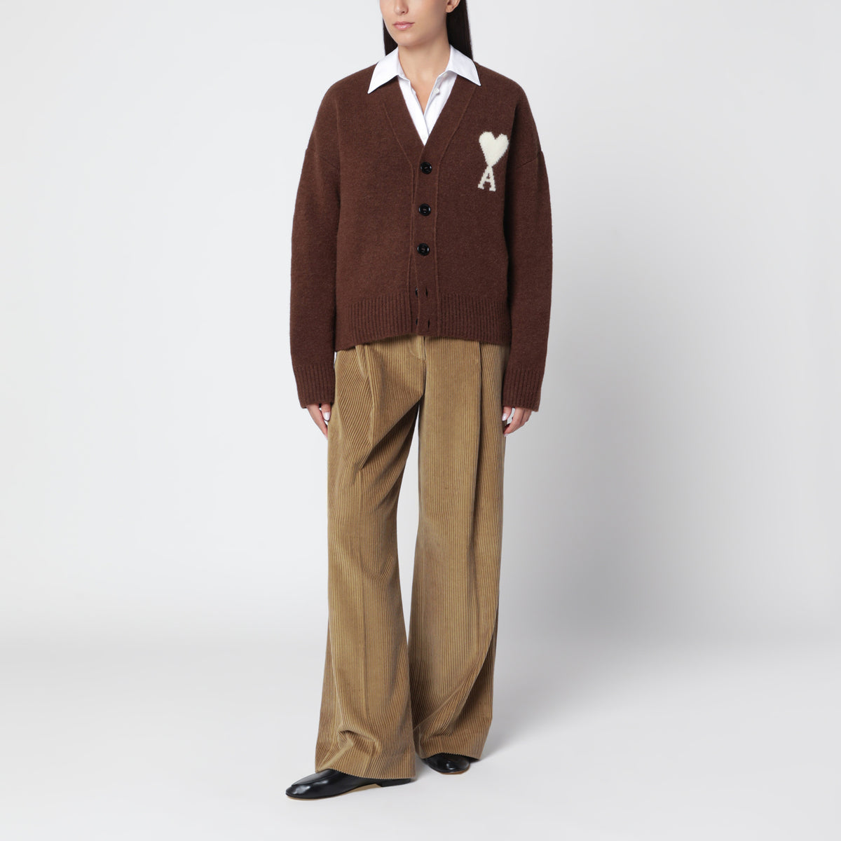 Brown Ami de Coeur cardigan in alpaca blend