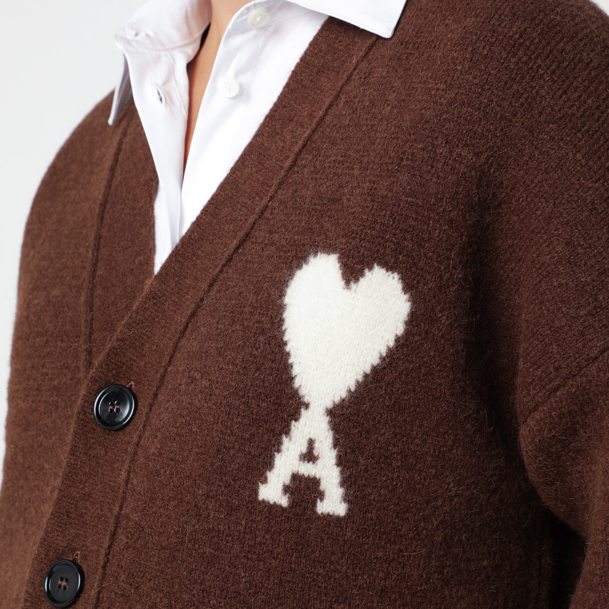 Brown Ami de Coeur cardigan in alpaca blend