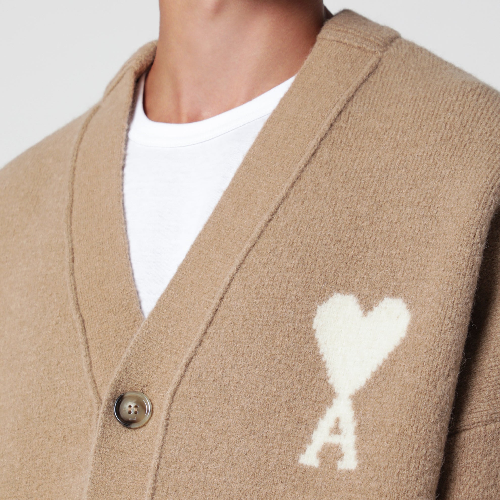 Cardigan Ami de Coeur beige en mélange d'alpaga