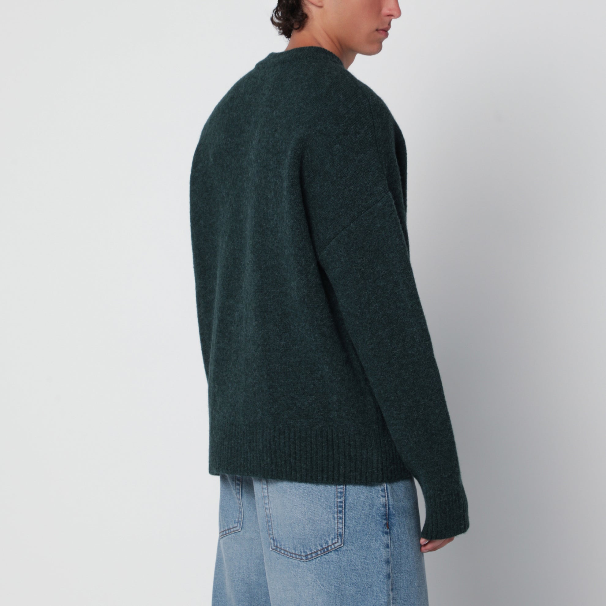 Cardigan Ami de Coeur verde bottiglia in misto alpaca