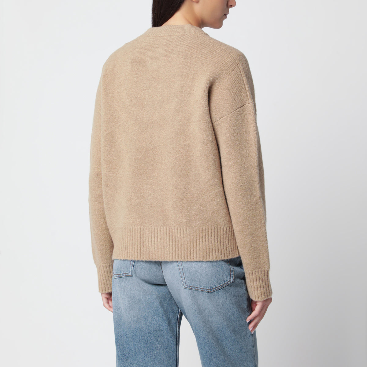 Beiger Ami de Coeur Cardigan aus Wollmischung