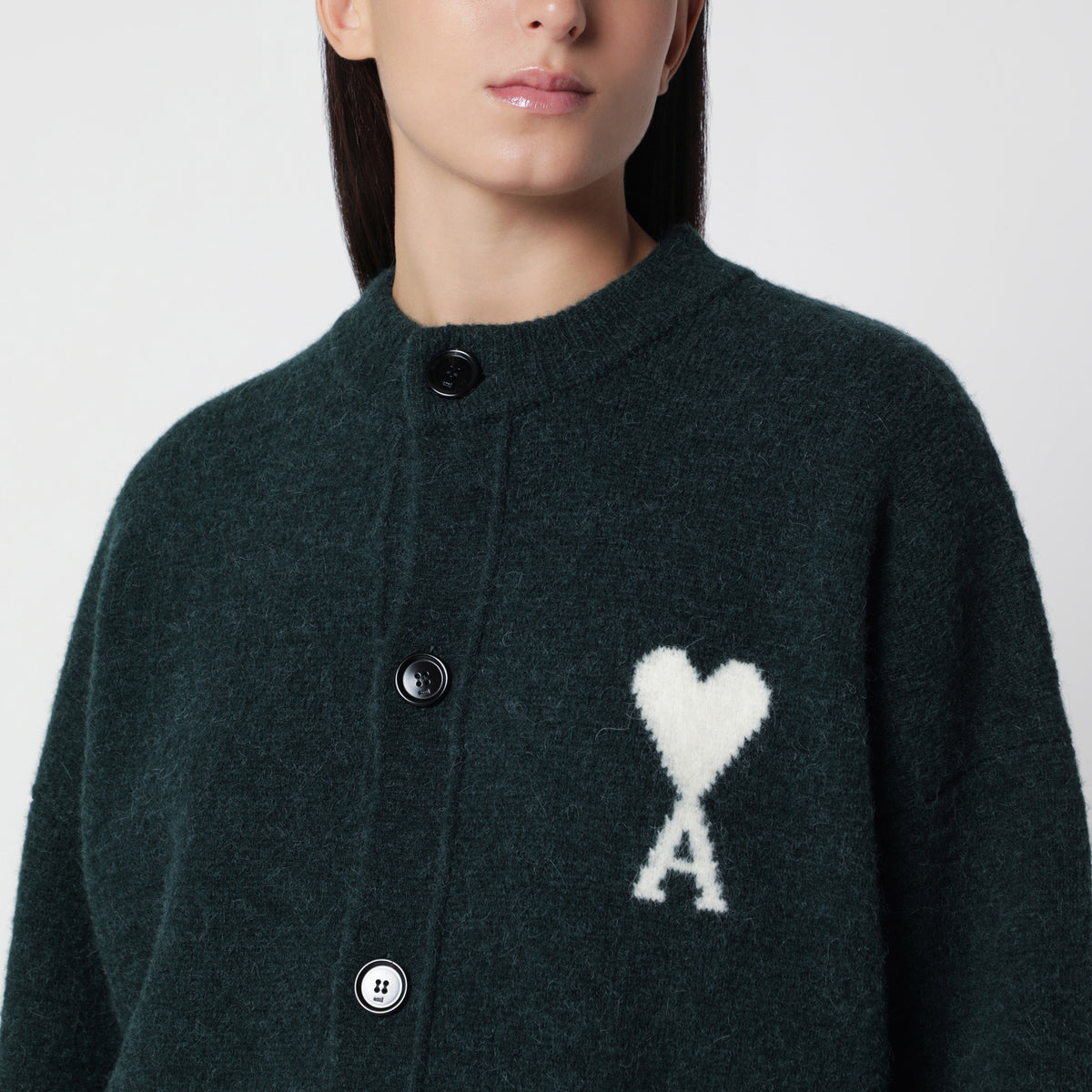 Flaschengrüner Ami de Coeur Cardigan aus Wollmischung