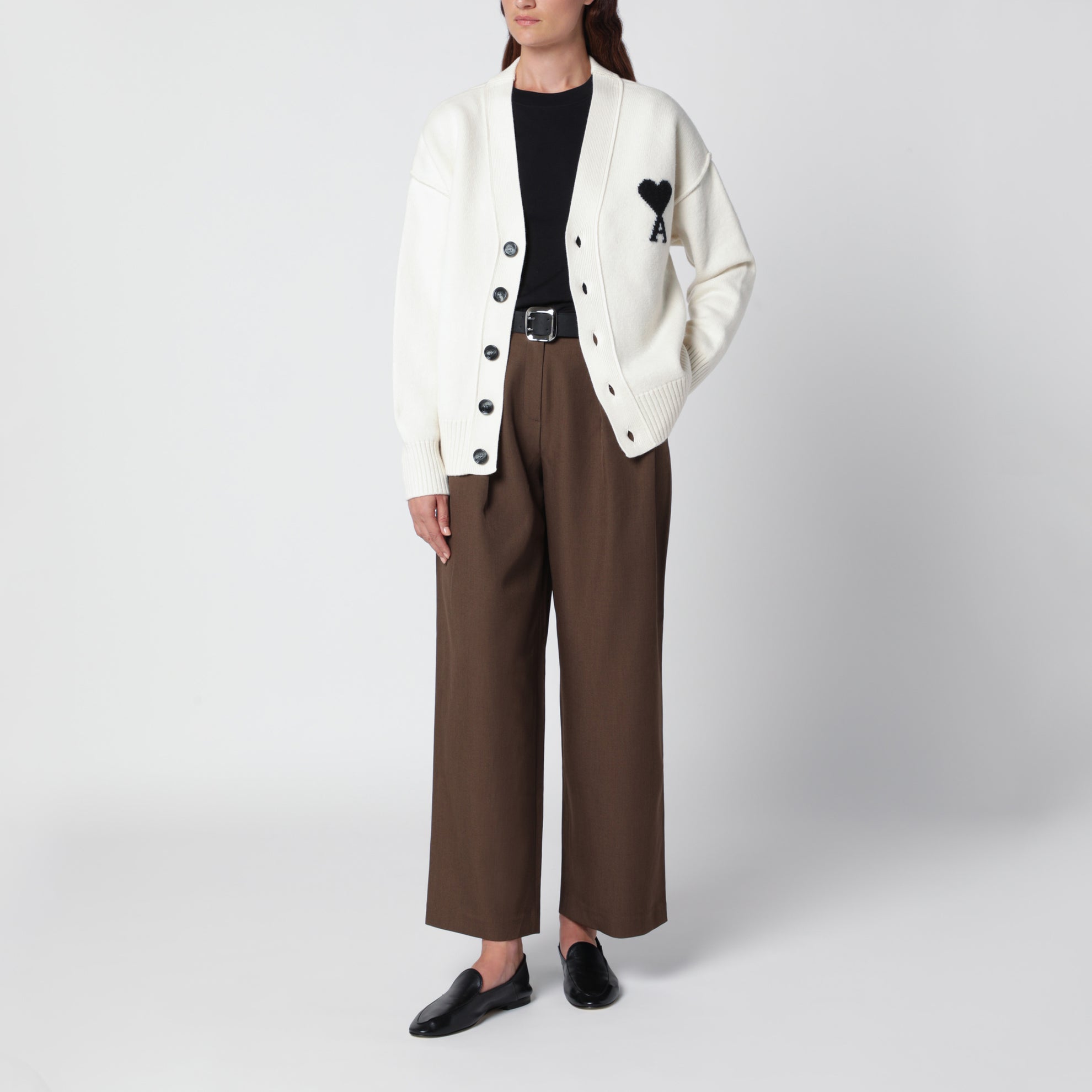 White Ami De Coeur merino wool cardigan
