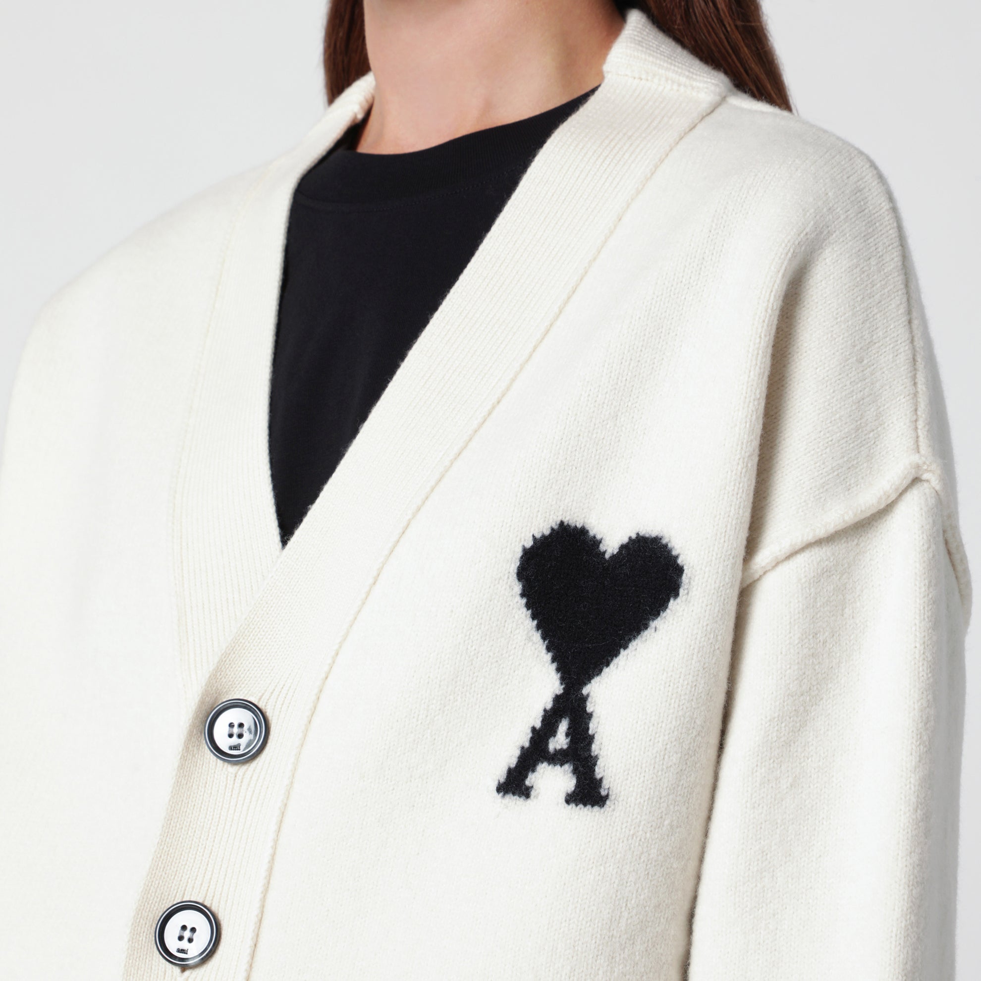 White Ami De Coeur merino wool cardigan