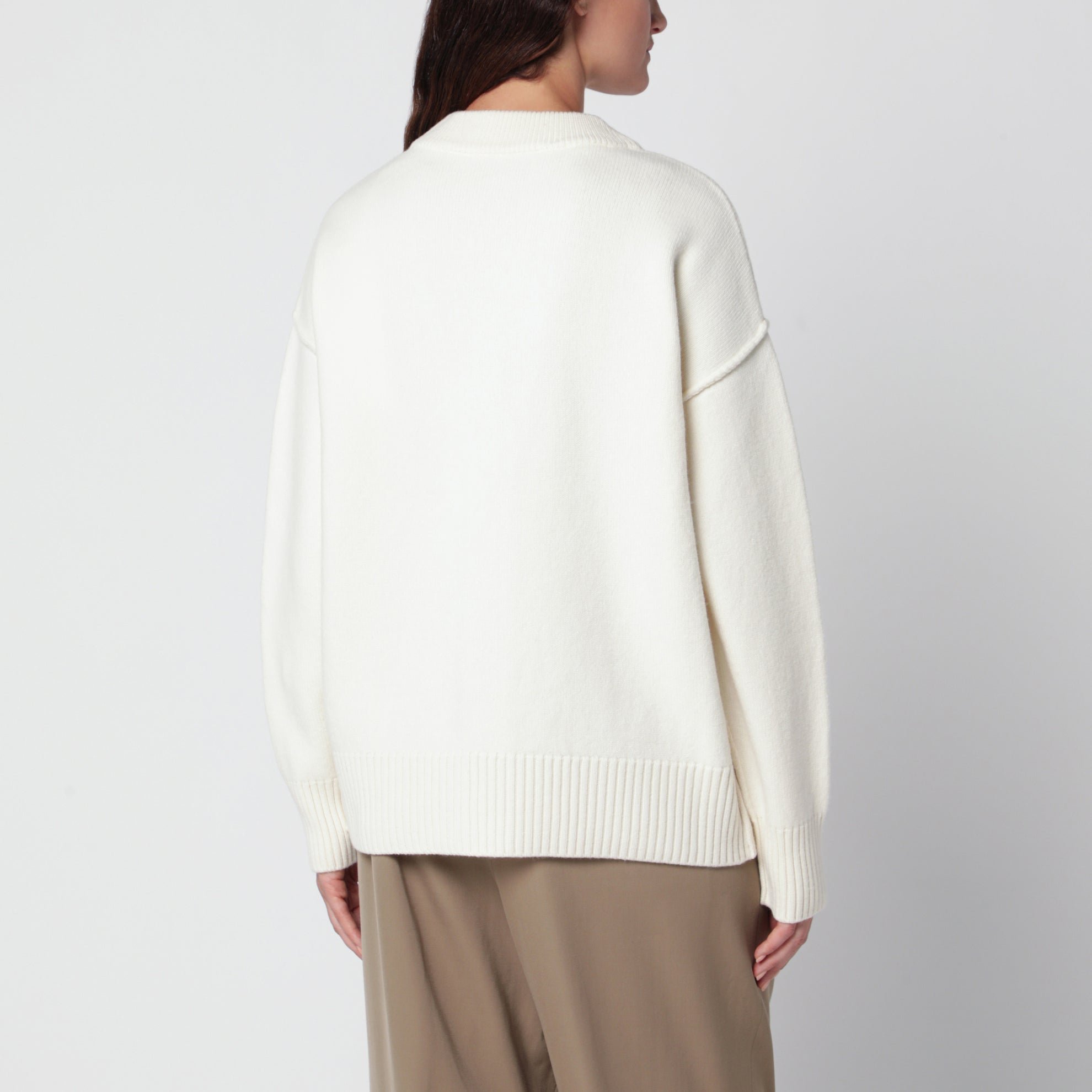 Cardigan Ami De Coeur blanc en laine mérinos