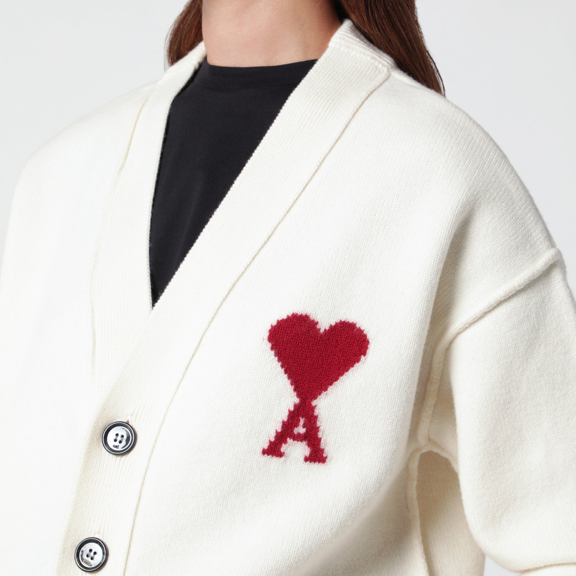 Cardigan Ami De Coeur blanc en laine mérinos