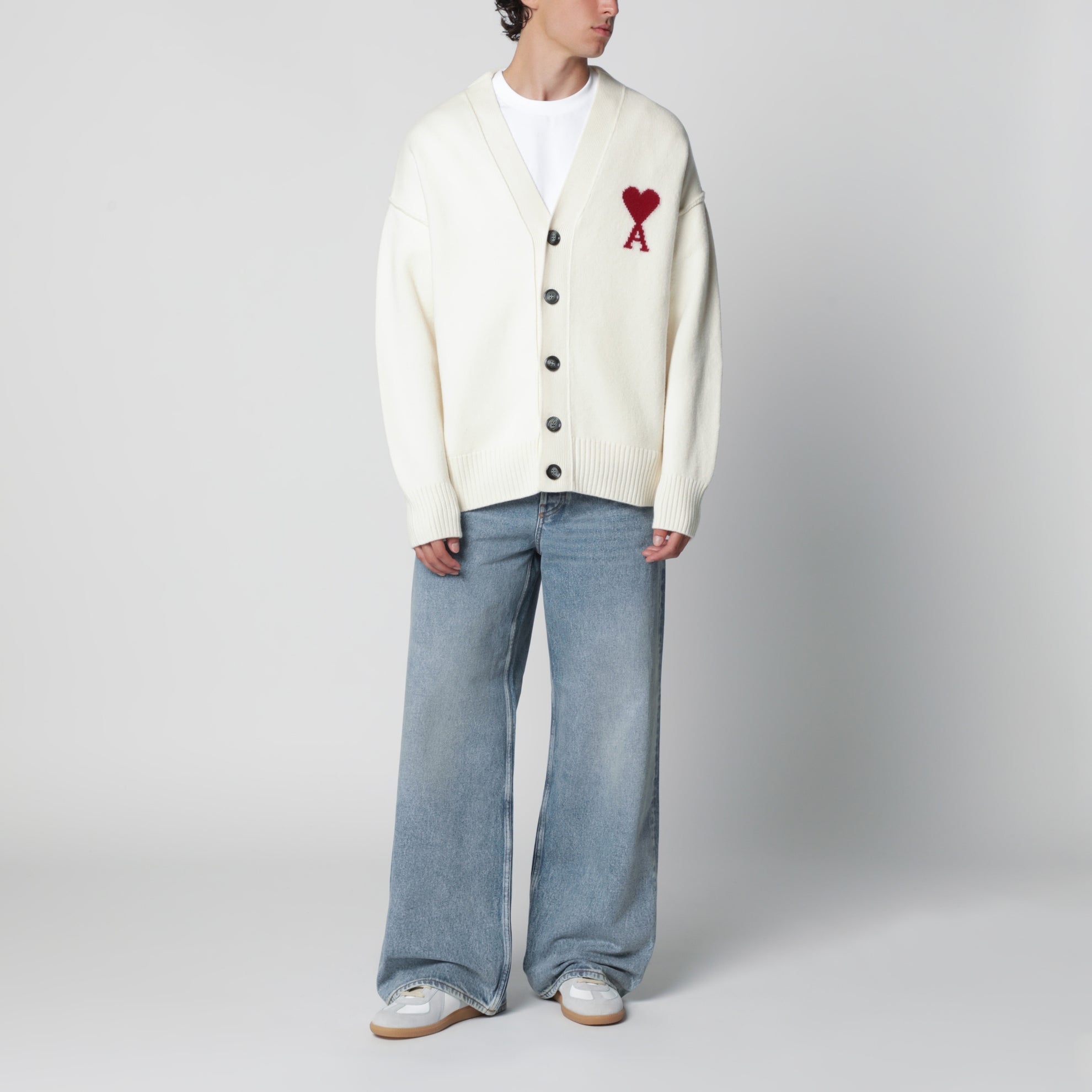 Cardigan Ami De Coeur bianco in lana