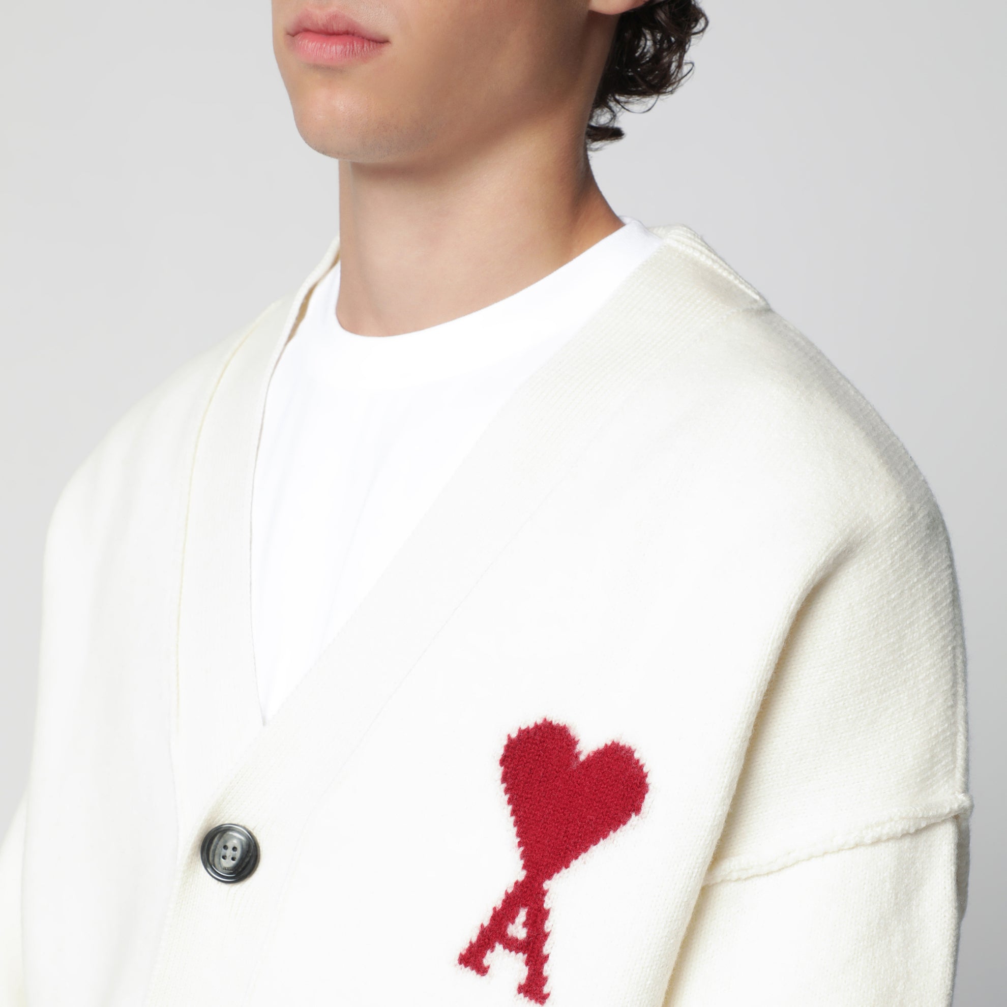 Cardigan Ami De Coeur bianco in lana