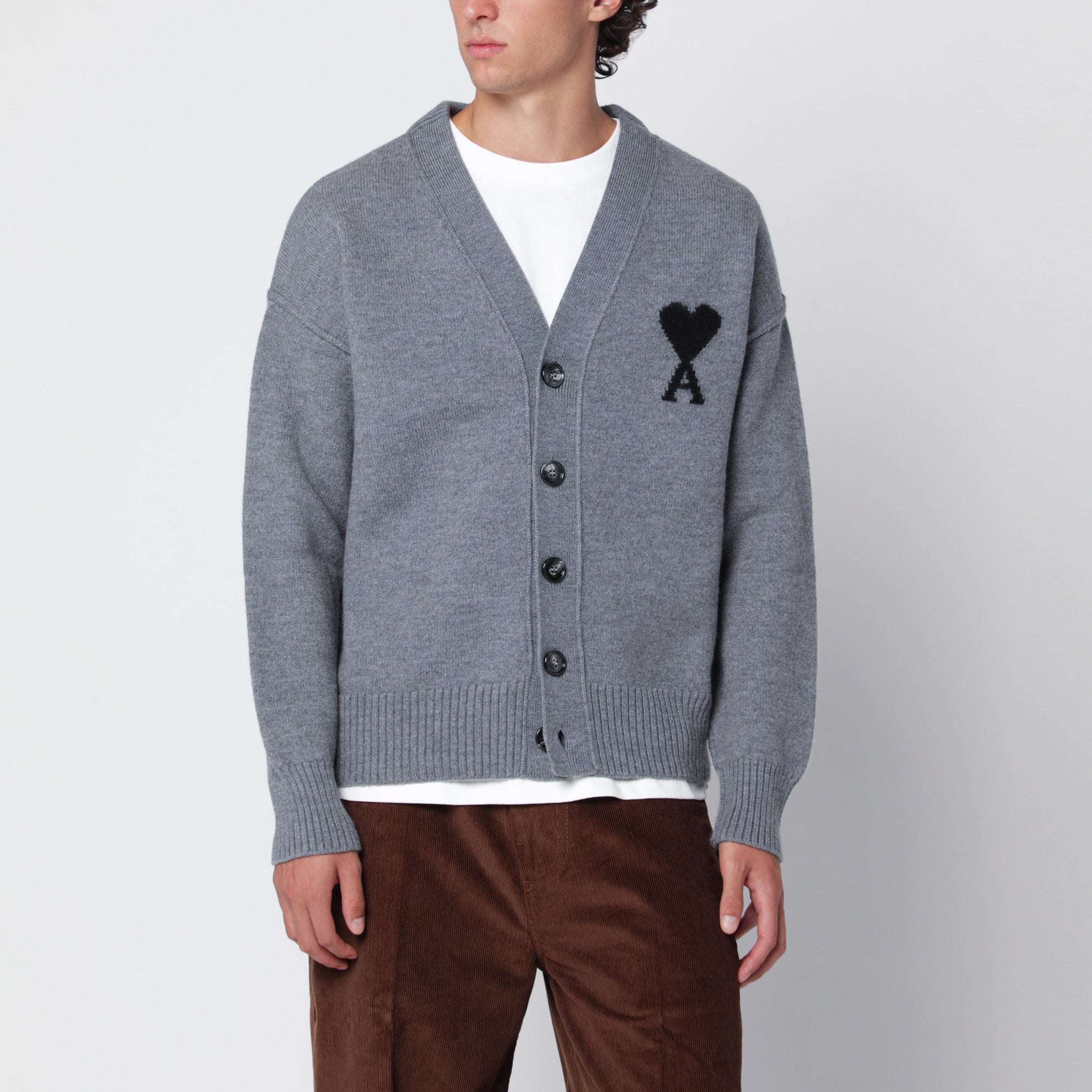 Cardigan Ami De Coeur gris en laine mérinos