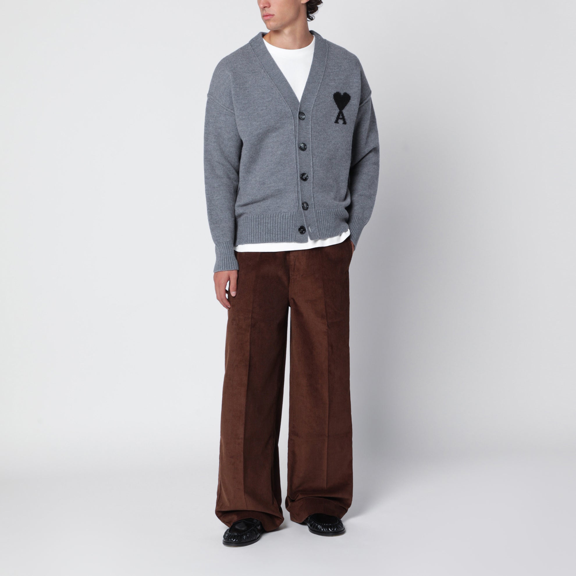 Cardigan Ami De Coeur gris en laine mérinos