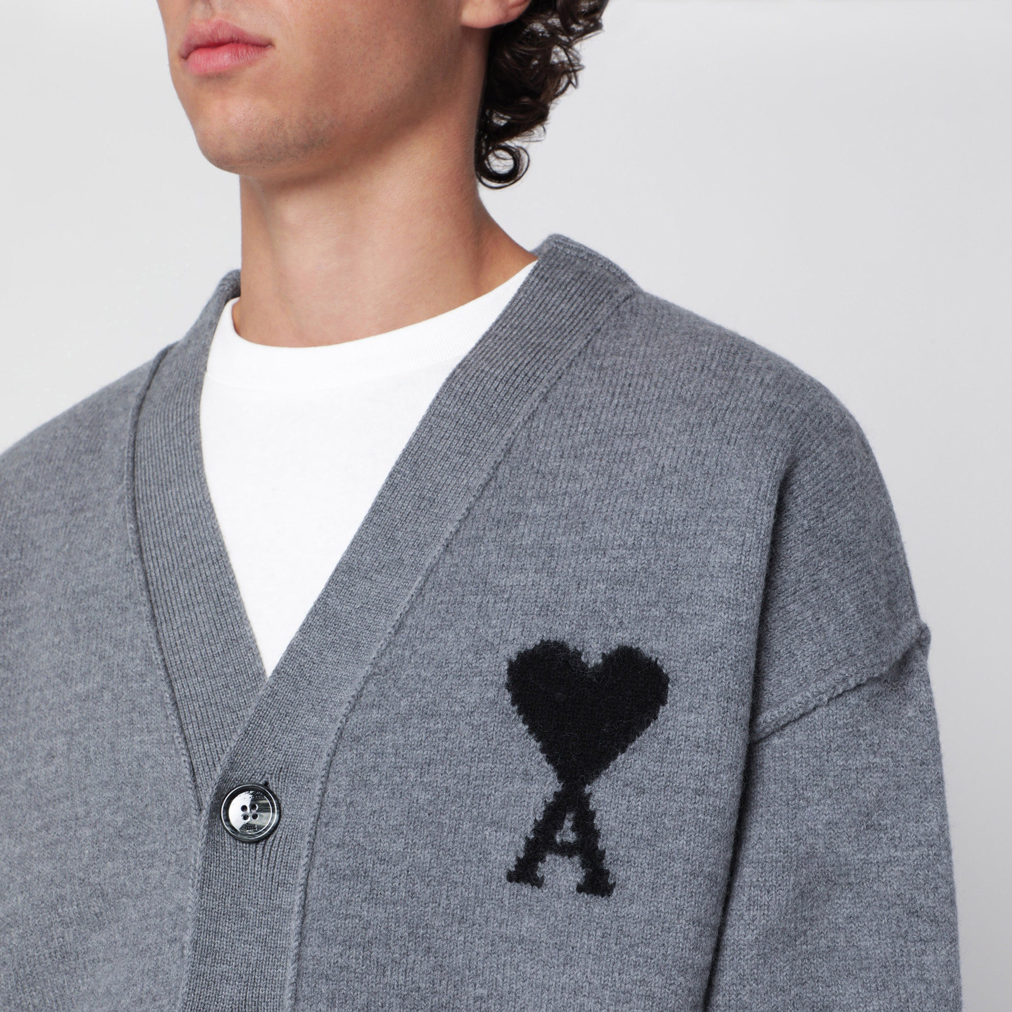 Cardigan Ami De Coeur gris en laine mérinos