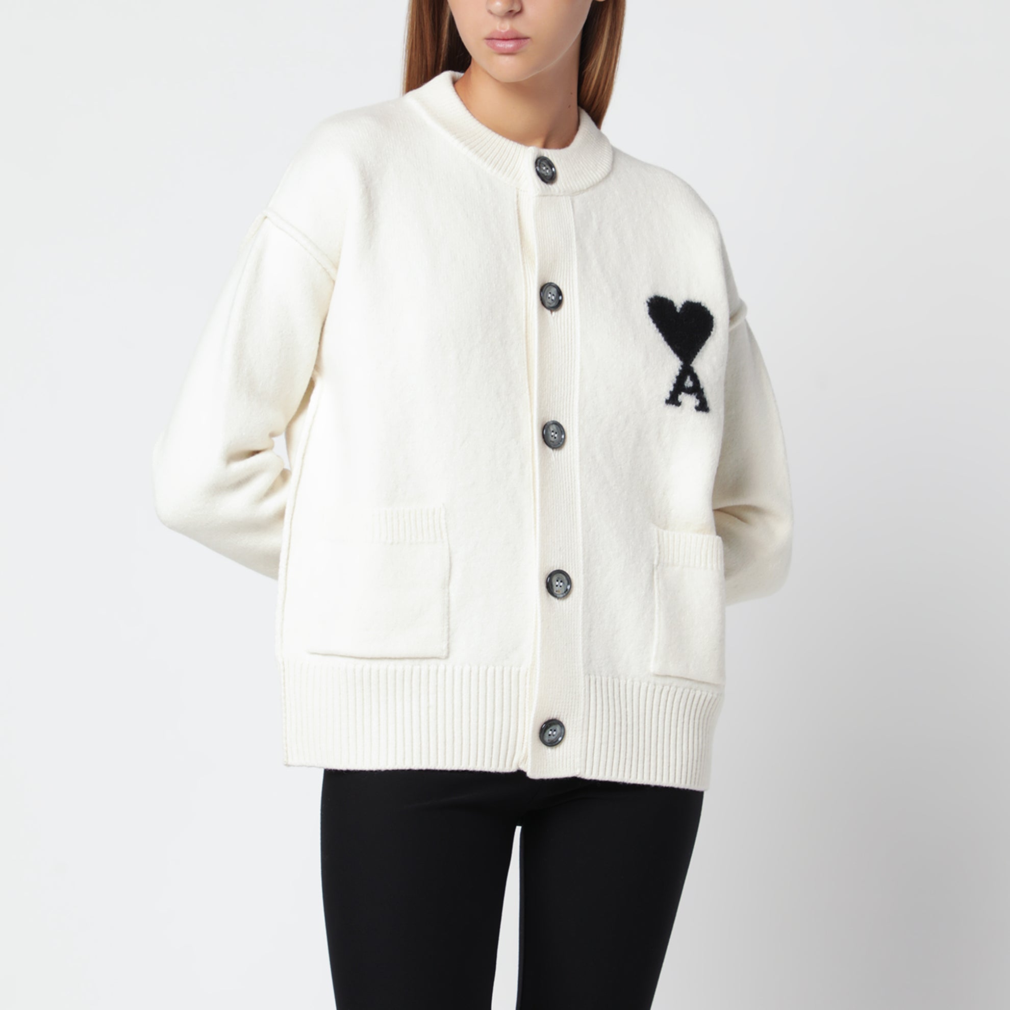 Cardigan Ami De Coeur bianco in lana