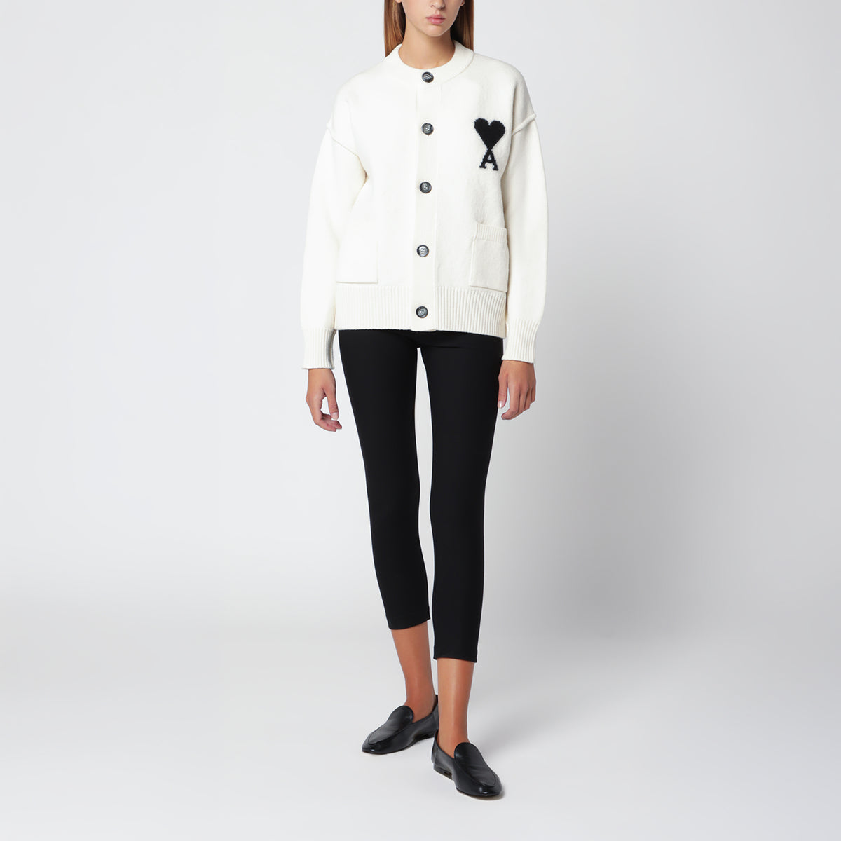 Cardigan Ami De Coeur bianco in lana