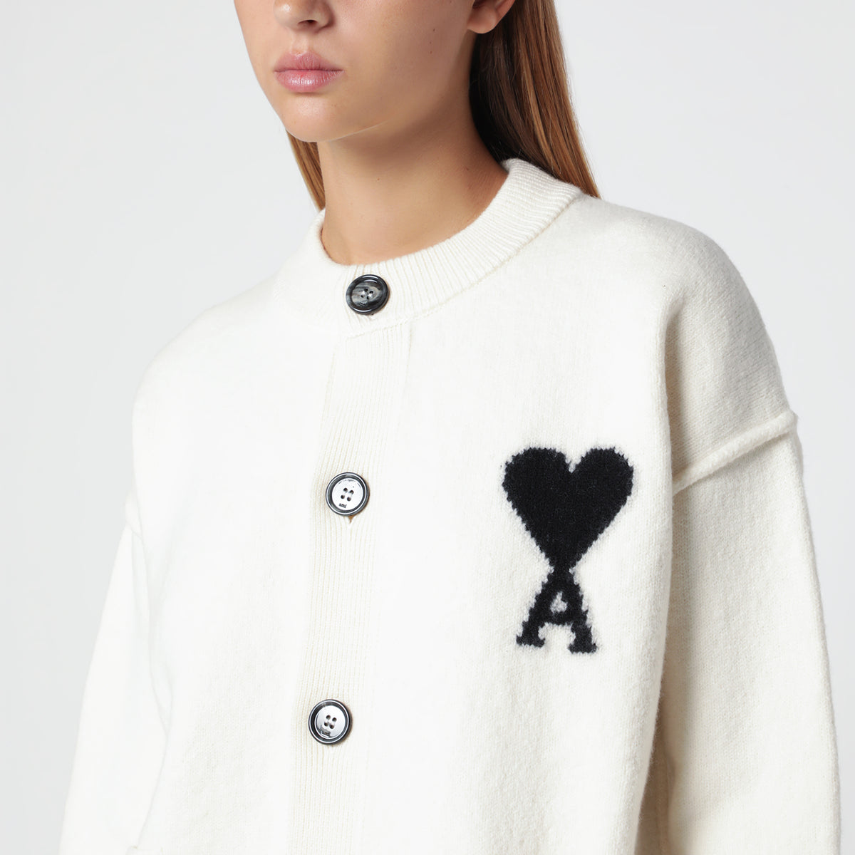 Cardigan Ami De Coeur bianco in lana