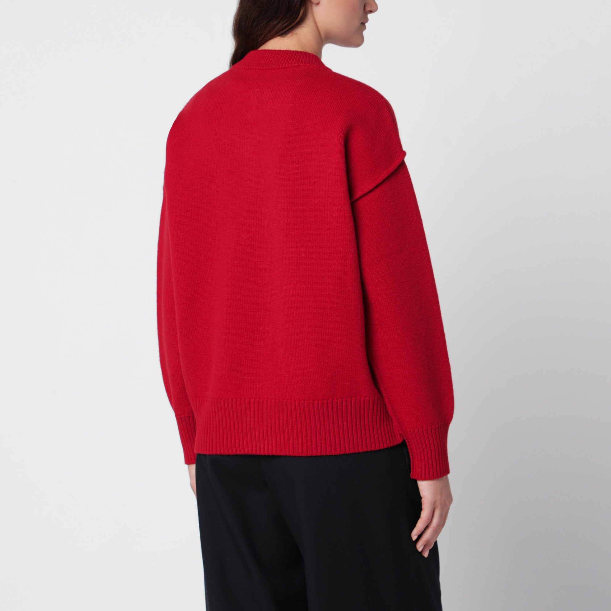 Cardigan Ami De Coeur rosso rubino in lana merino