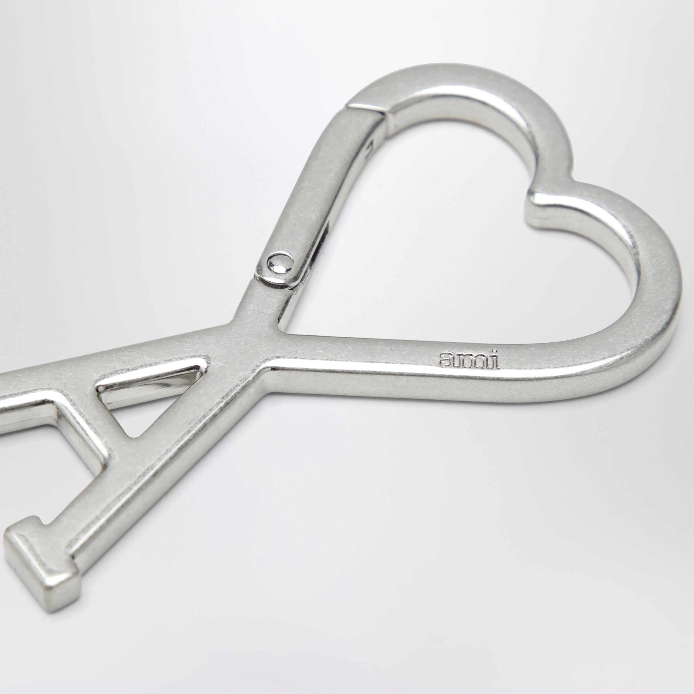 Ami Paris Ami de Cœur carabiner keyring in metal, silver | TheDoubleF