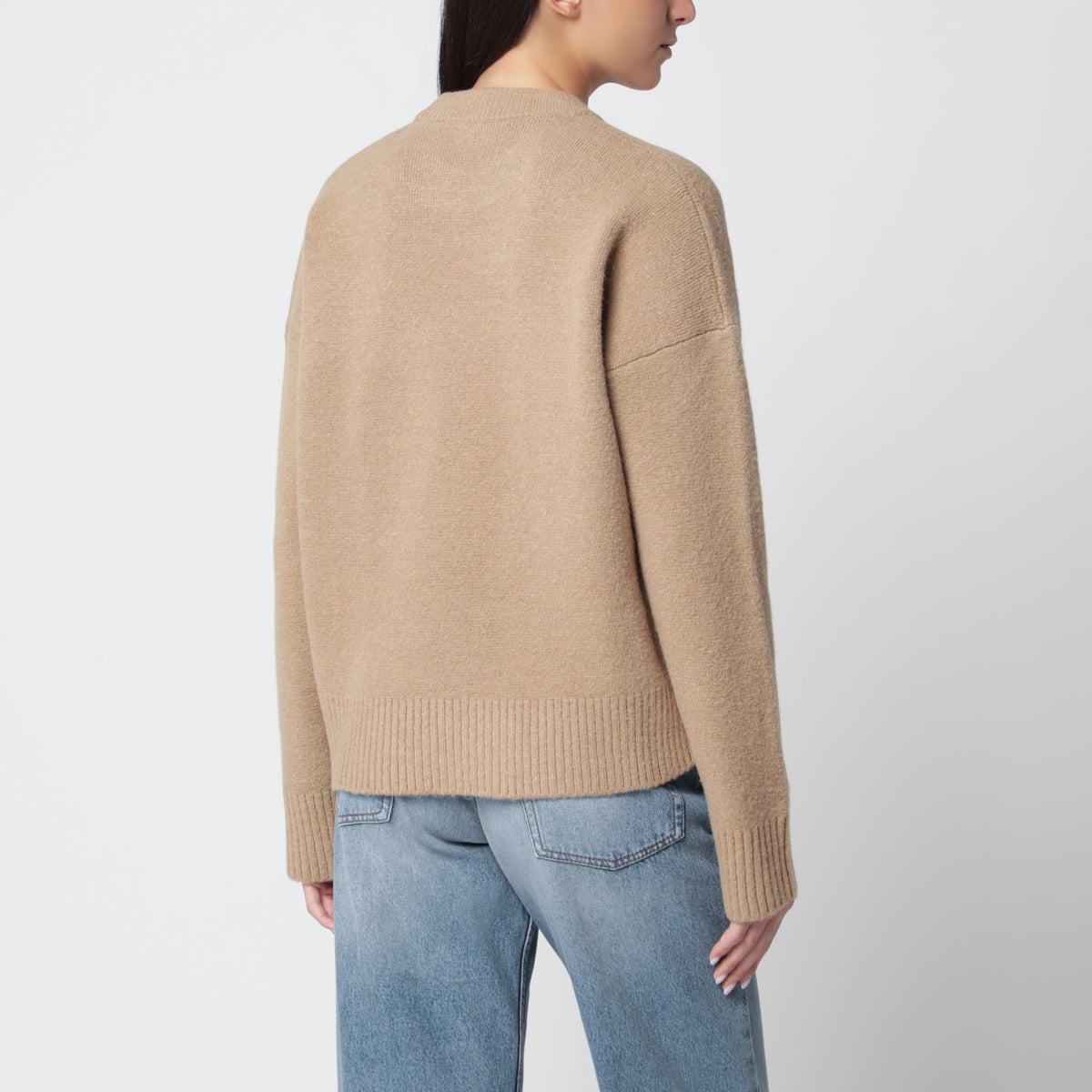 Beiger Ami de Coeur Pullover aus Wollmischung