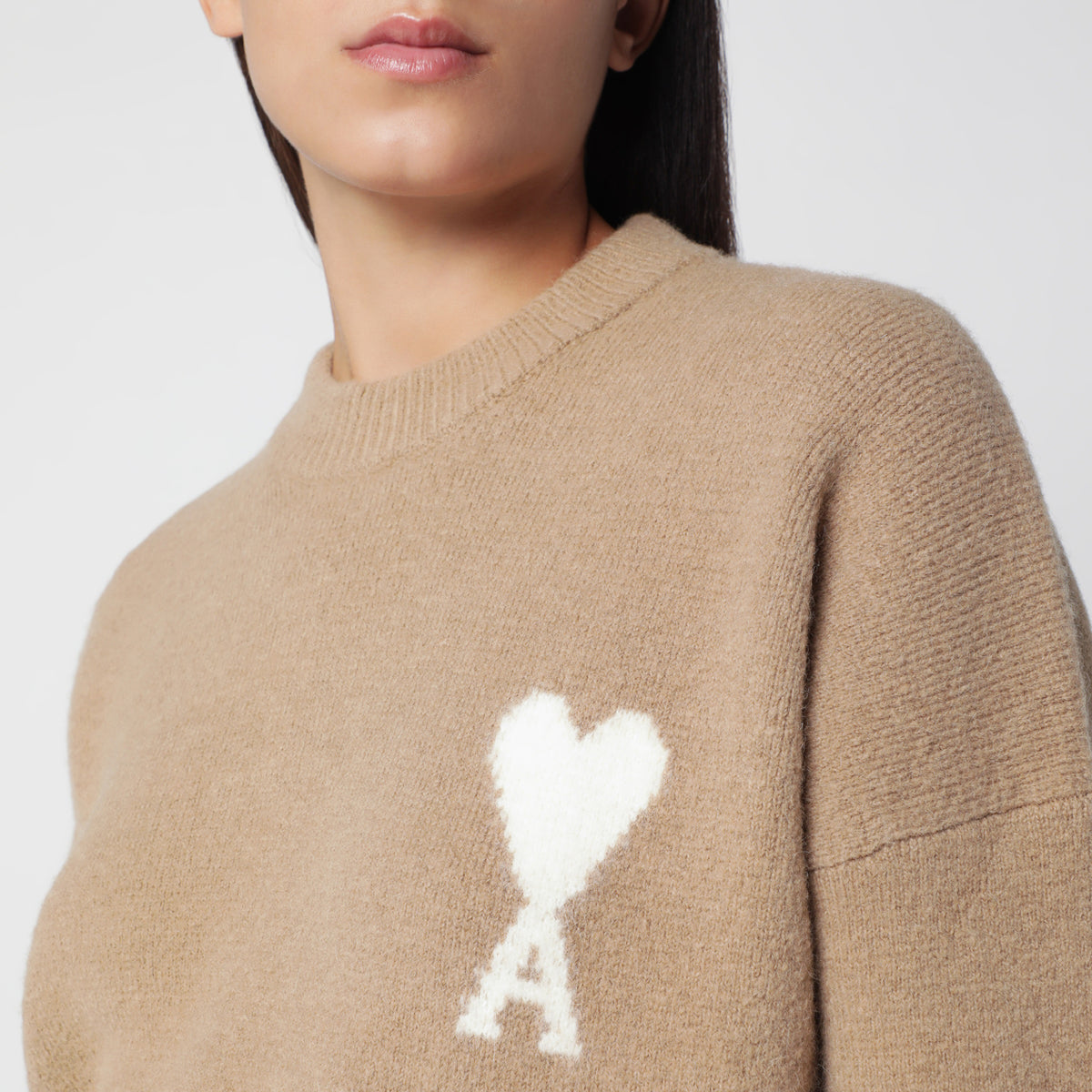 Beiger Ami de Coeur Pullover aus Wollmischung