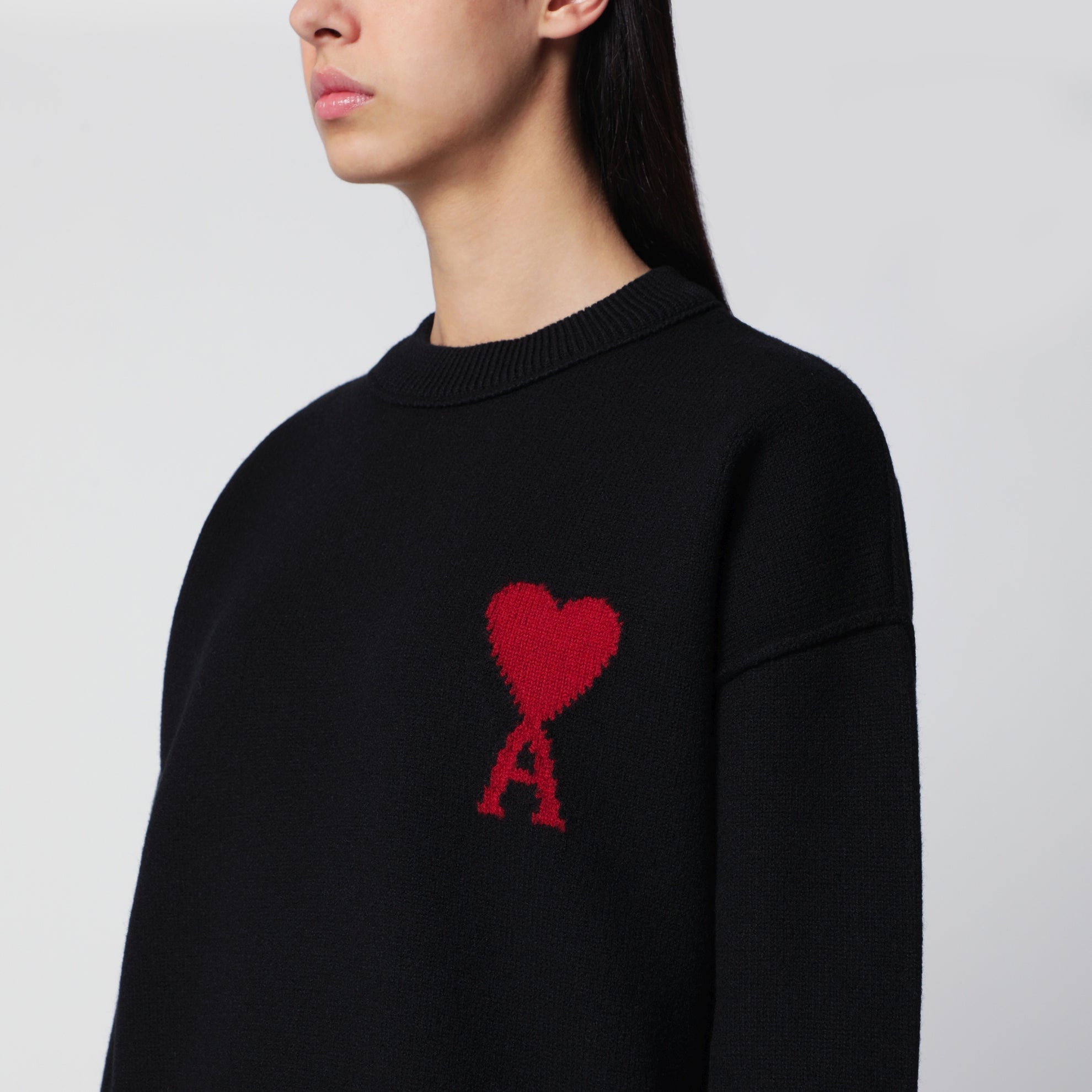 Maglione Ami de Coeur nero in lana vergine