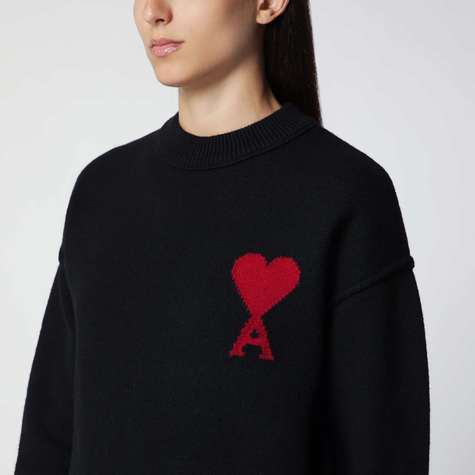 Schwarzer Ami de Coeur Pullover aus Schurwolle