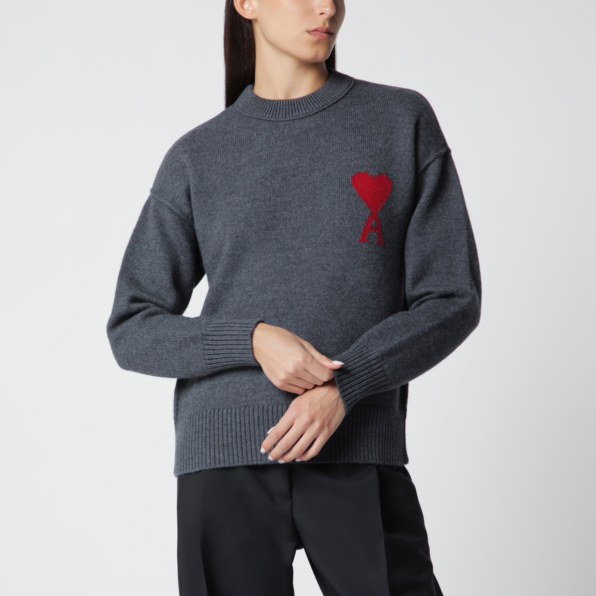 Ami de Coeur Pullover aus grauer Schurwolle