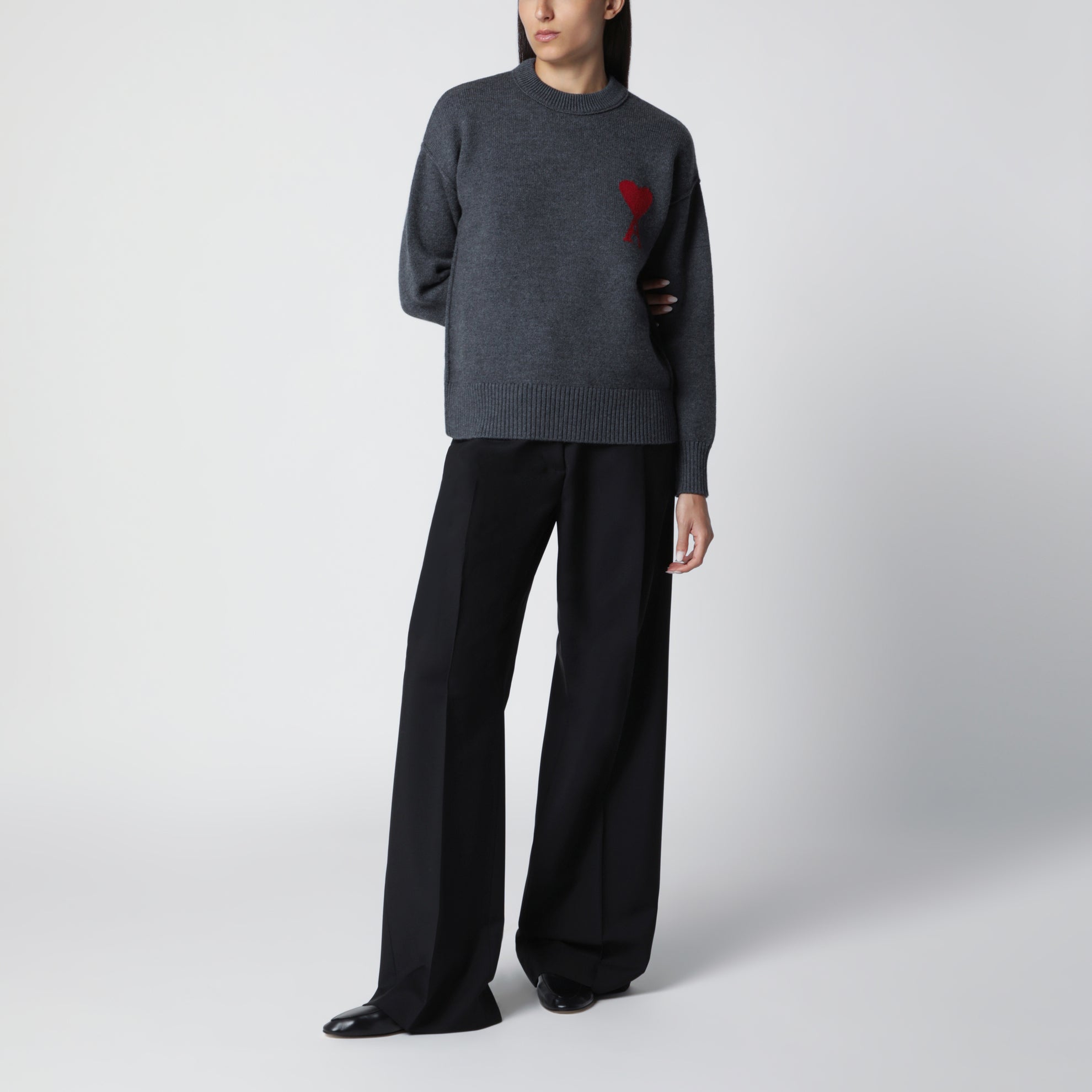Ami de Coeur Pullover aus grauer Schurwolle