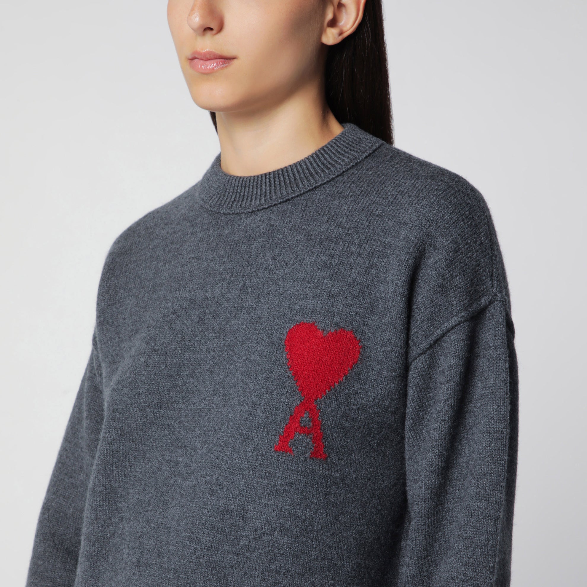 Ami de Coeur Pullover aus grauer Schurwolle