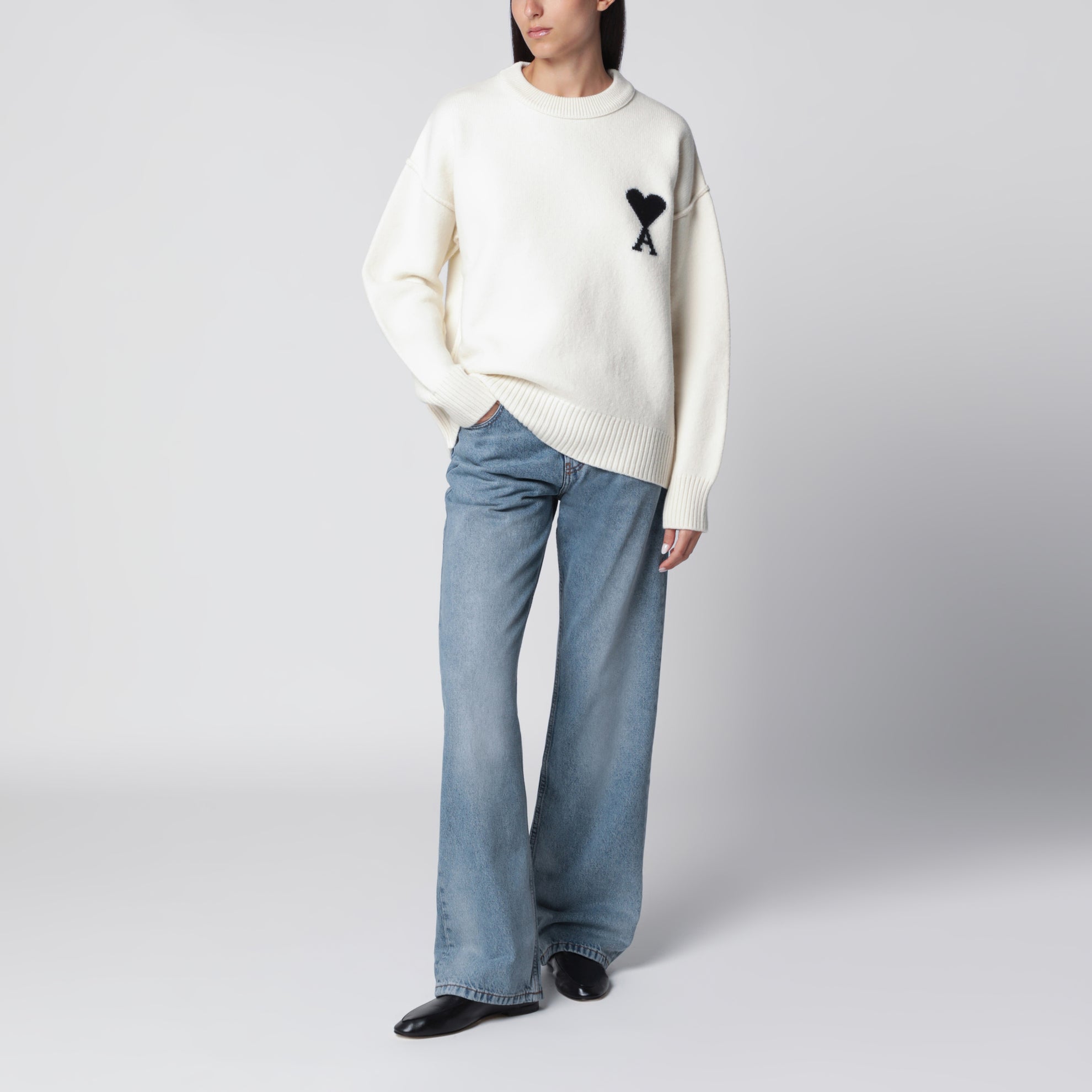 Ami de Coeur Pullover aus weißer Schurwolle