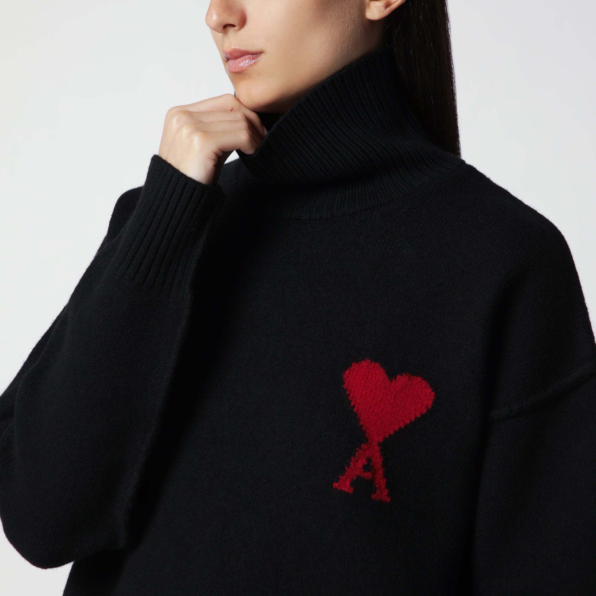 Ami De Coeur Pullover aus schwarzem Merinowollstrick
