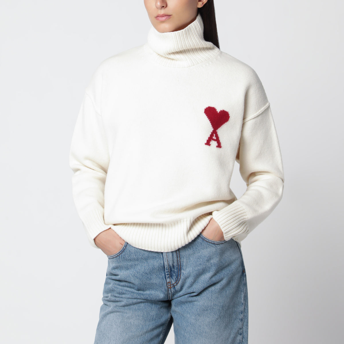 Ami De Coeur white wool roll-neck jumper