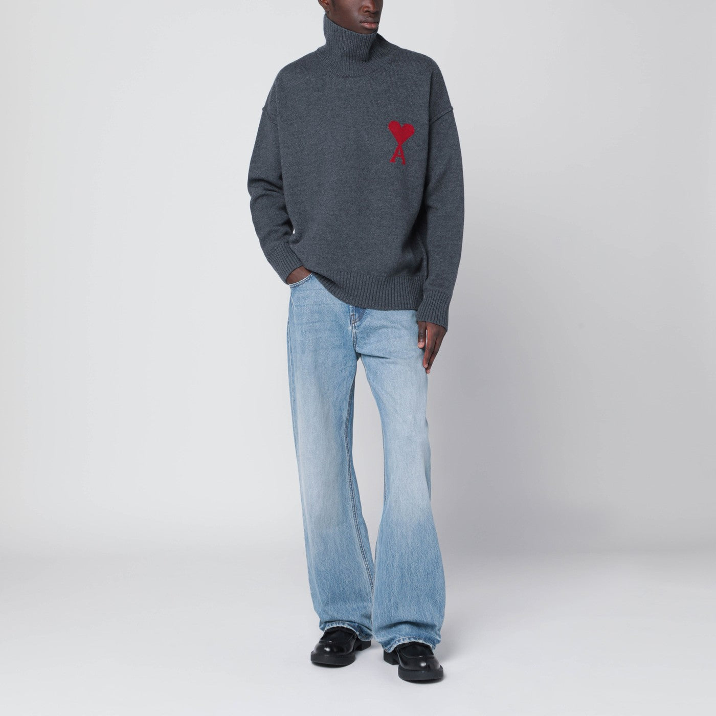 amiparis グレー タートルネックセーター Ami Paris Grey turtleneck sweater Ami De Coeur | TheDoubleF