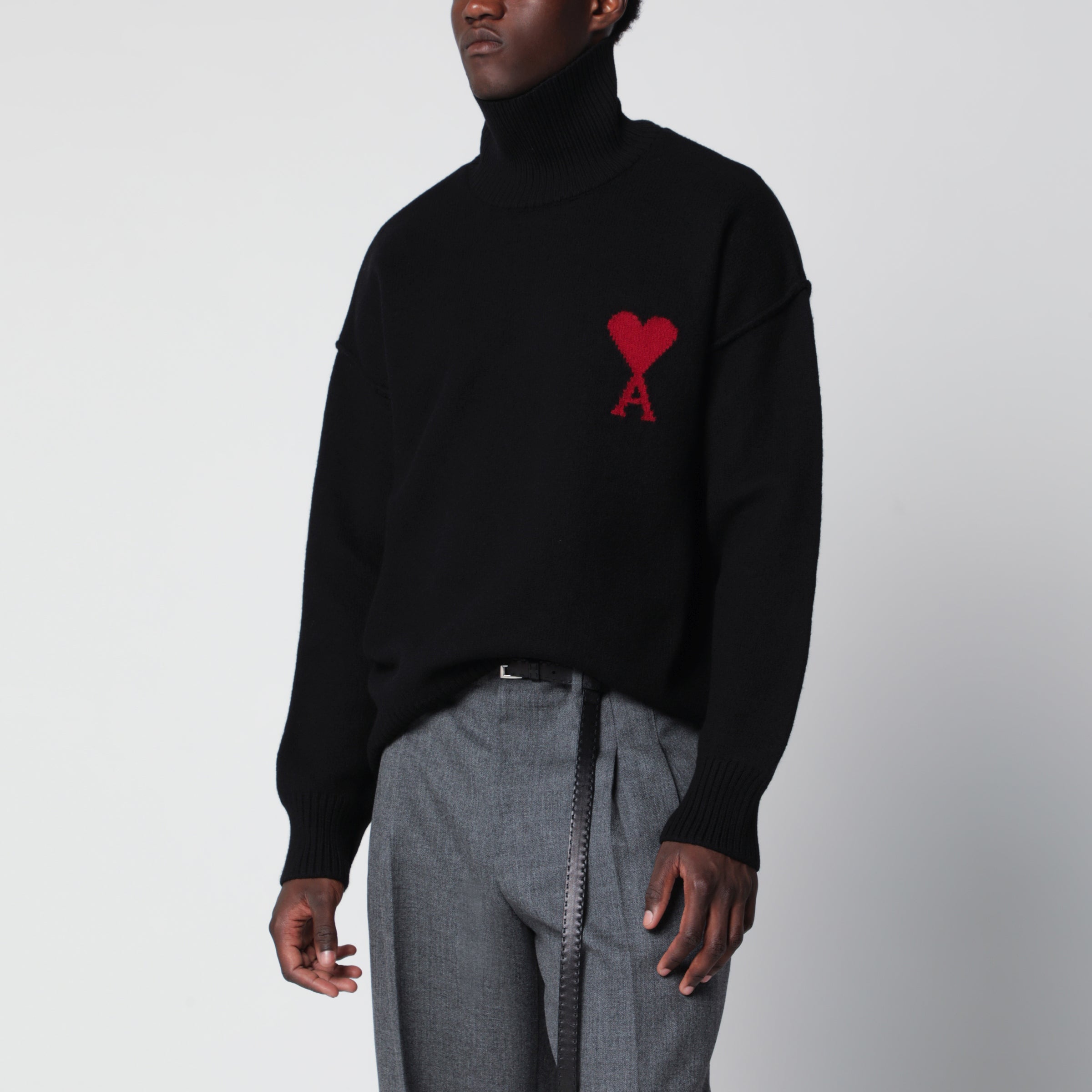 Ami Paris Black Ami de Coeur turtleneck sweater | TheDoubleF