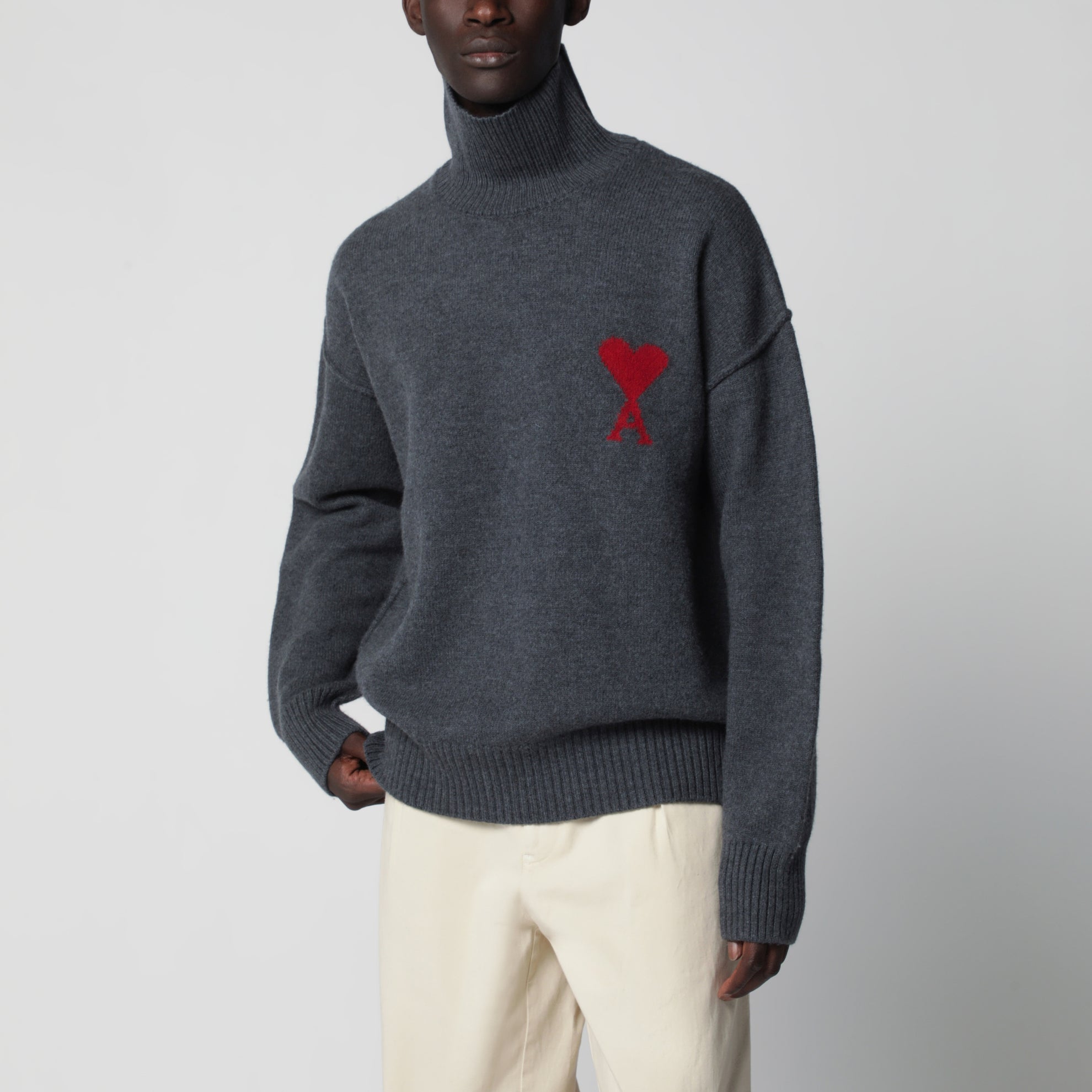 Pull col roulé Ami De Coeur gris