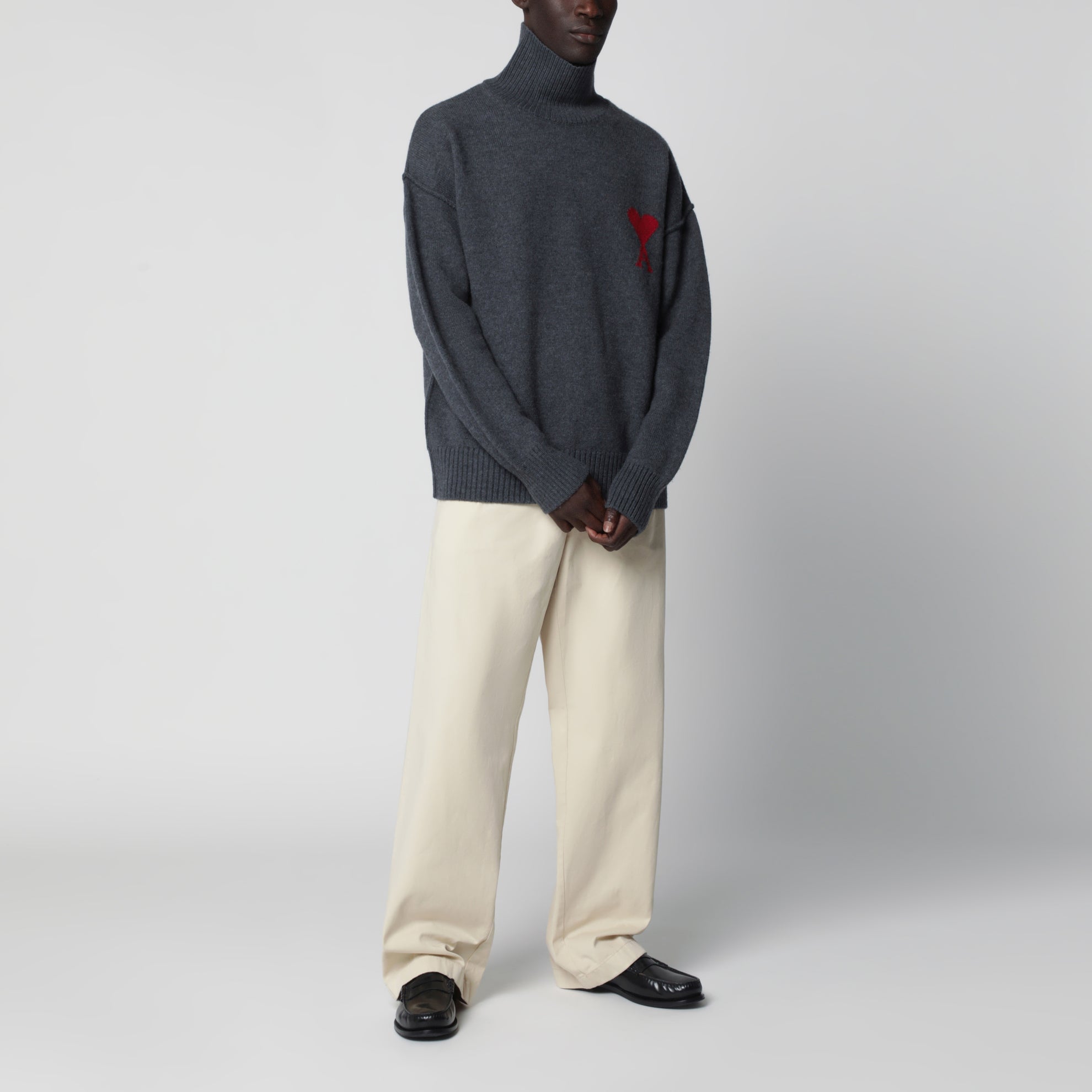 Pull col roulé Ami De Coeur gris