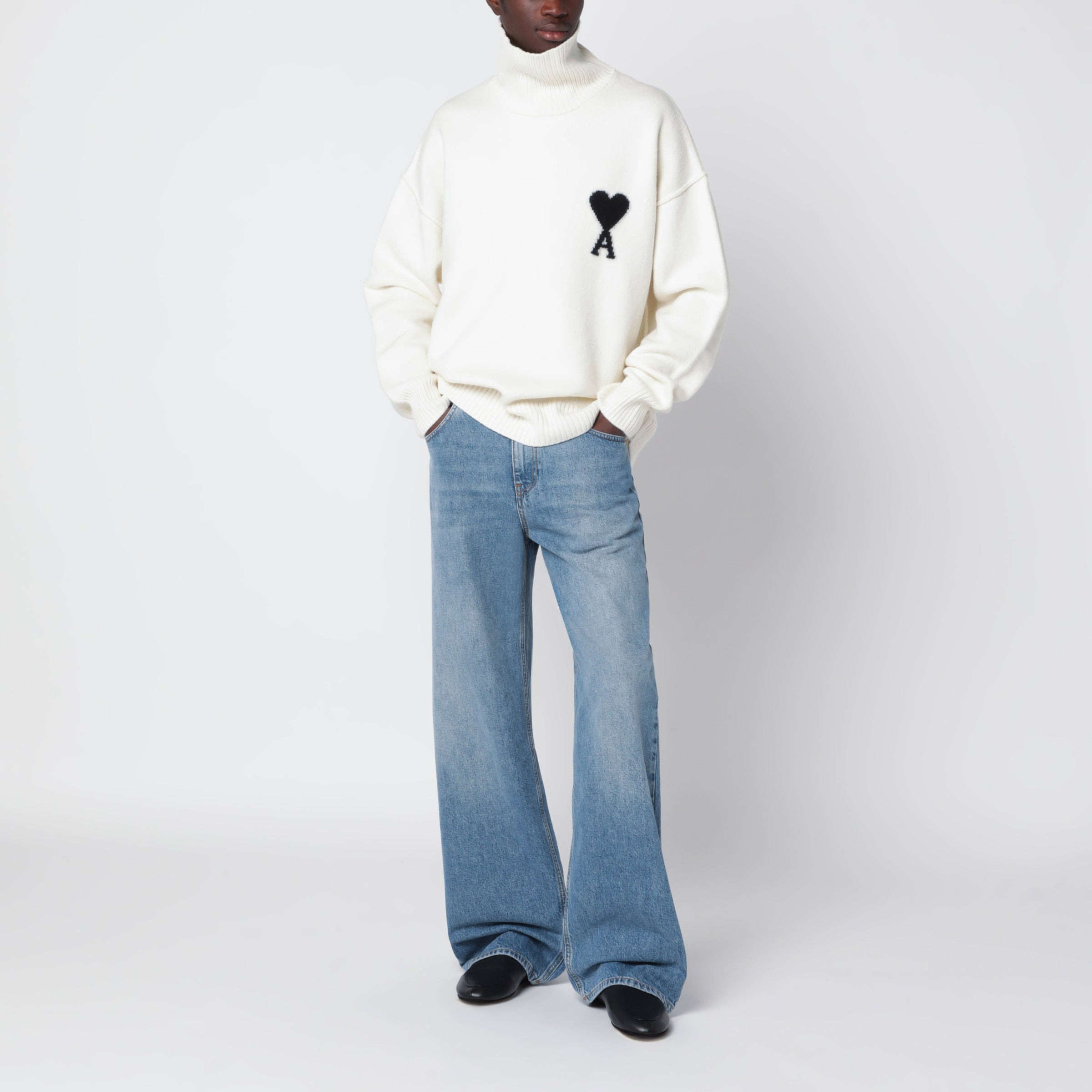 Ami Paris White Ami de Coeur turtleneck sweater | TheDoubleF