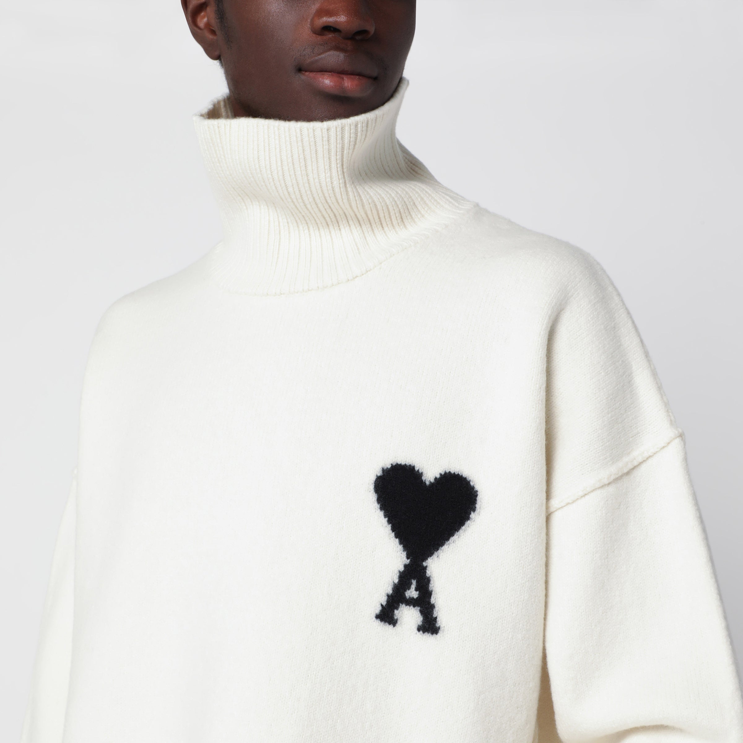 Ami Paris White Ami de Coeur turtleneck sweater | TheDoubleF