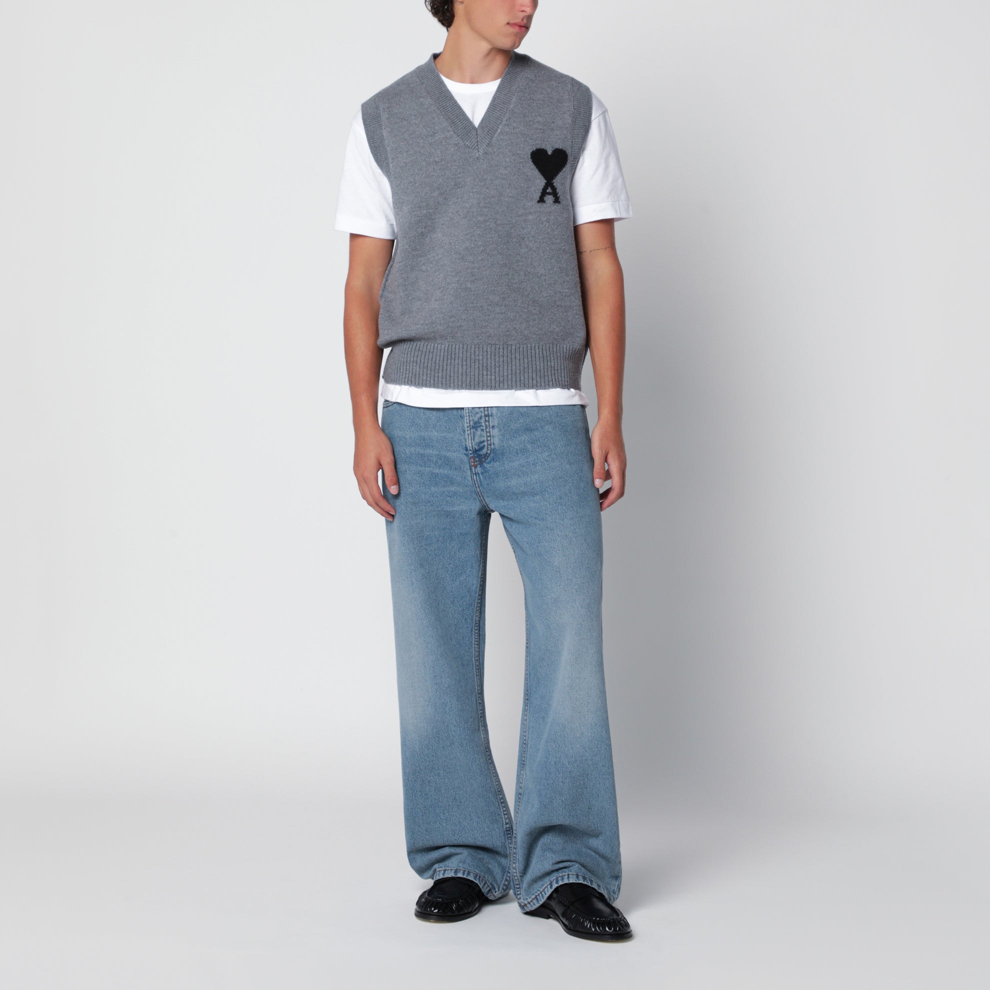 Gilet Ami de Coeur grigio in lana