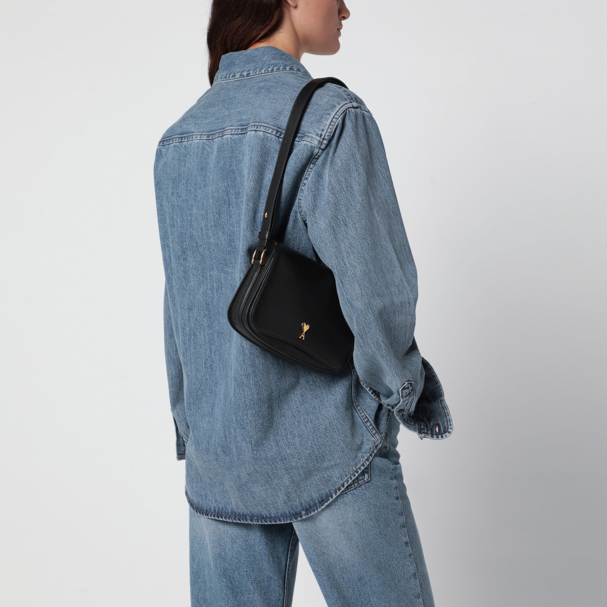 Sac Paris Paris en cuir de veau noir